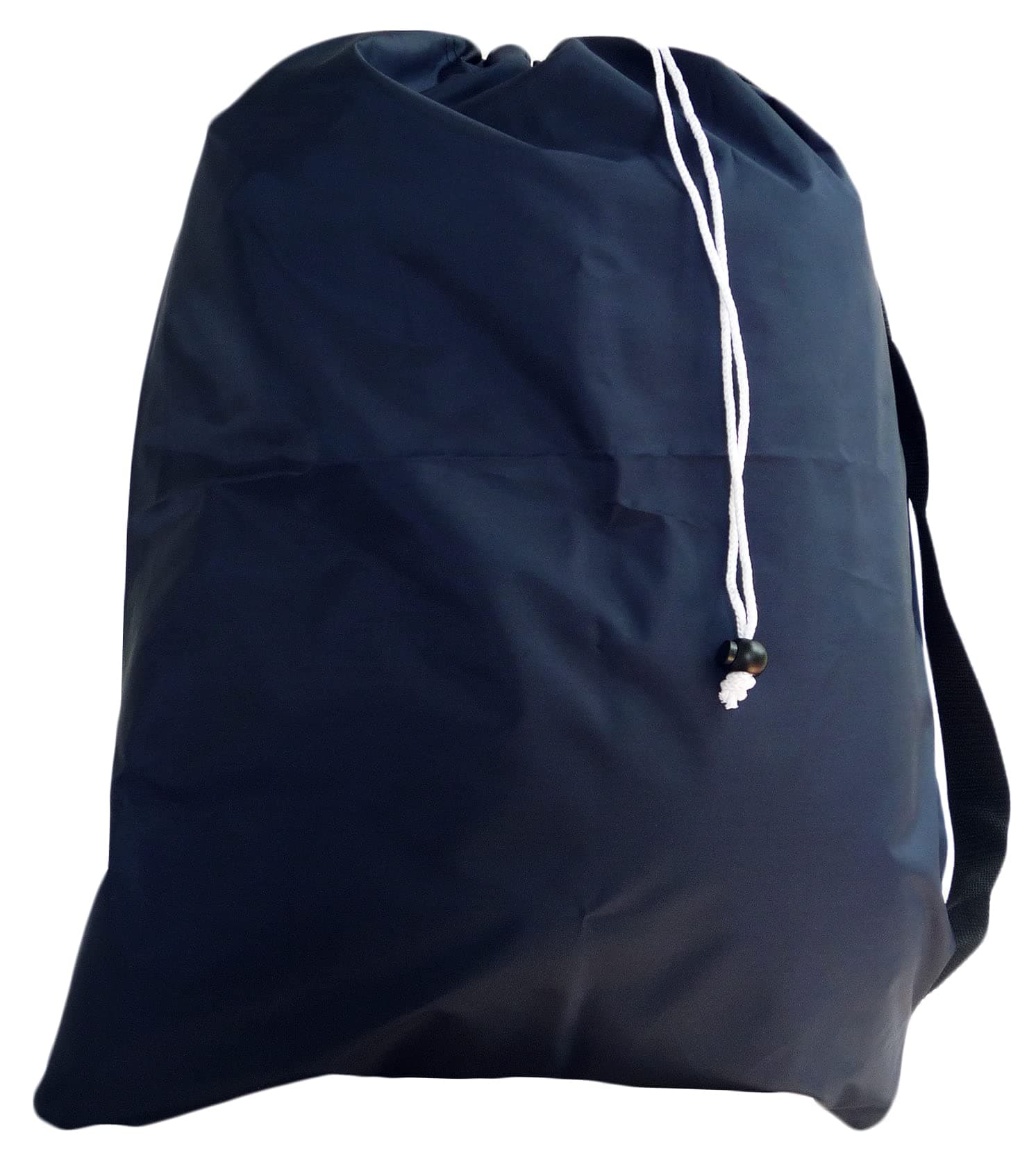 Small Laundry Bag with Drawstring, Carry Strap, Lock Closure, Color: Navy Blue, Size: 22x28
