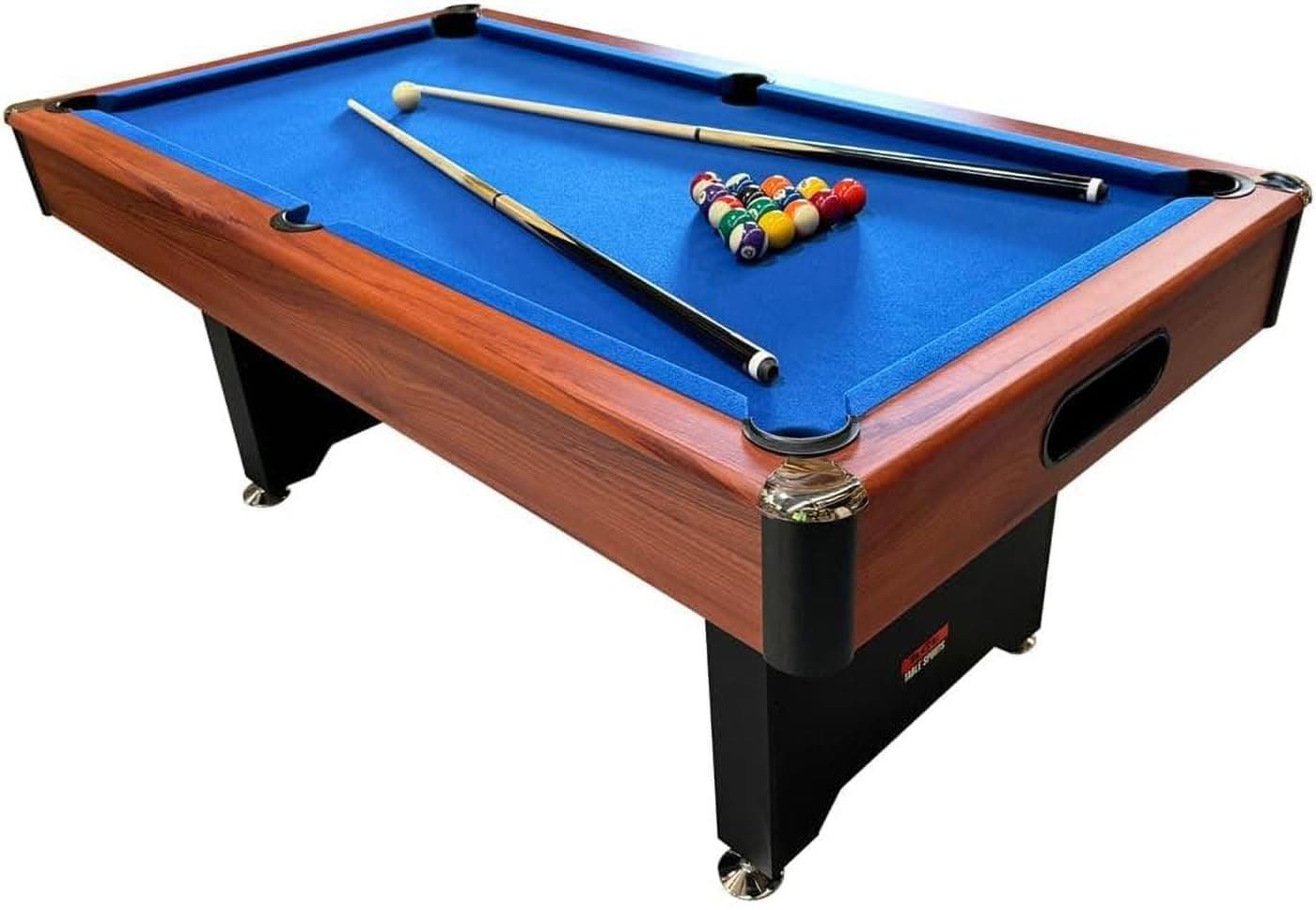 6ft Pool Table with Integrated Ball Return - Easy to Assemble Bolt on Leg System - With 2" Pool Balls, Triangle, Chalk & Brush