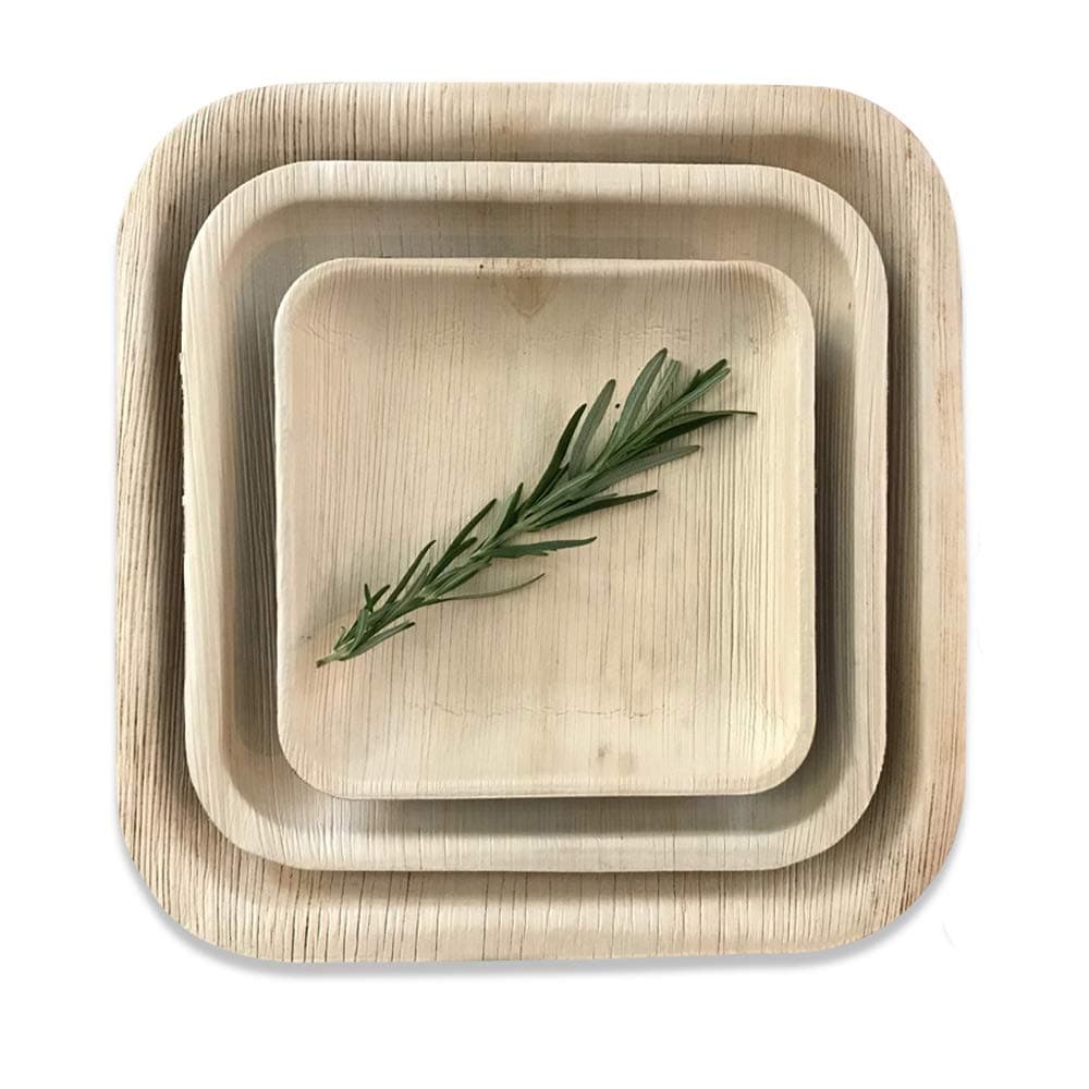 Disposable Palm Leaf Square Dinner Plates by Rustic Earthware | 25 Pack of 10" Eco Friendly Dinnerware | Weddings, BBQs, Special Occasions, Gatherings