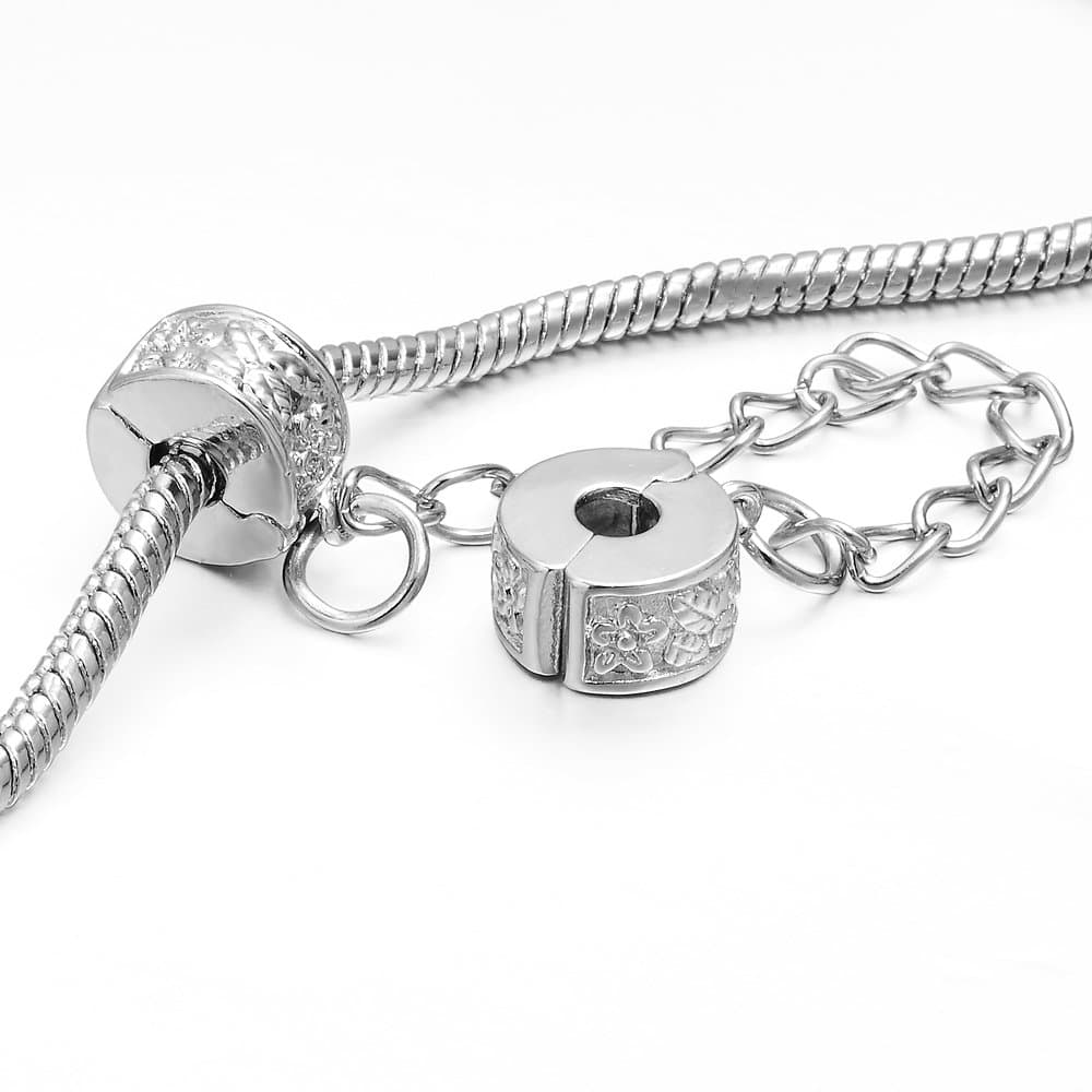 RUBYCA 5pcs Silver Color Clip Lock Double Stopper Chain Clasp Beads fit European Charm Bracelet 144