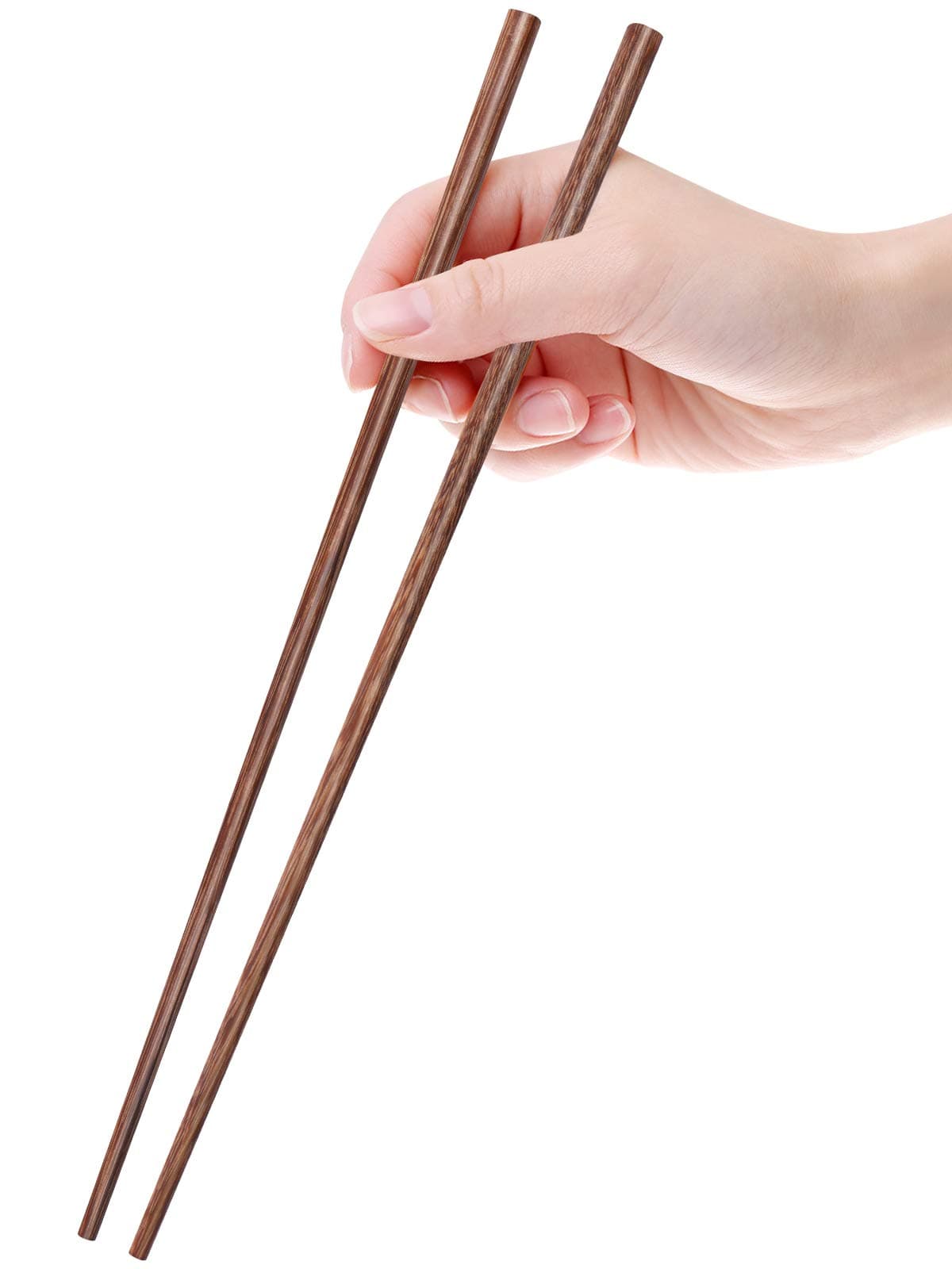 GLAMFIELDS 12 Inches Long Wenge Wood Chopsticks for Hotpot Reusable Chinese Style Chopsticks Kitchen Chop Sticks 2 Pairs
