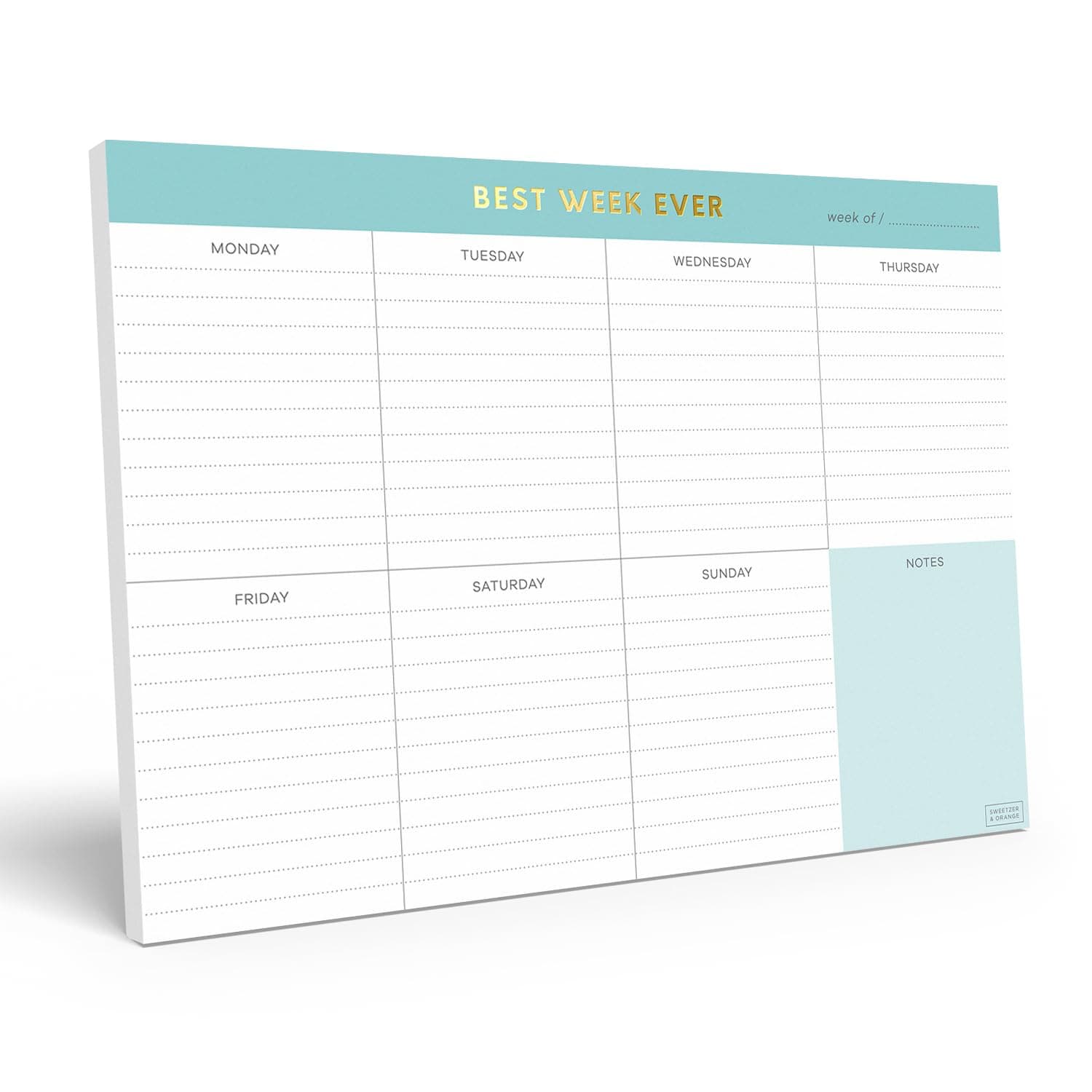 Sweetzer & Orange Weekly To Do List Pad. Gold Foil Weekly Planner Notepad with Daily Agenda Squares. 7x10” Day Scheduler 2026 - Student Organizer, Work Scheduler, and Checklist Note Pad.