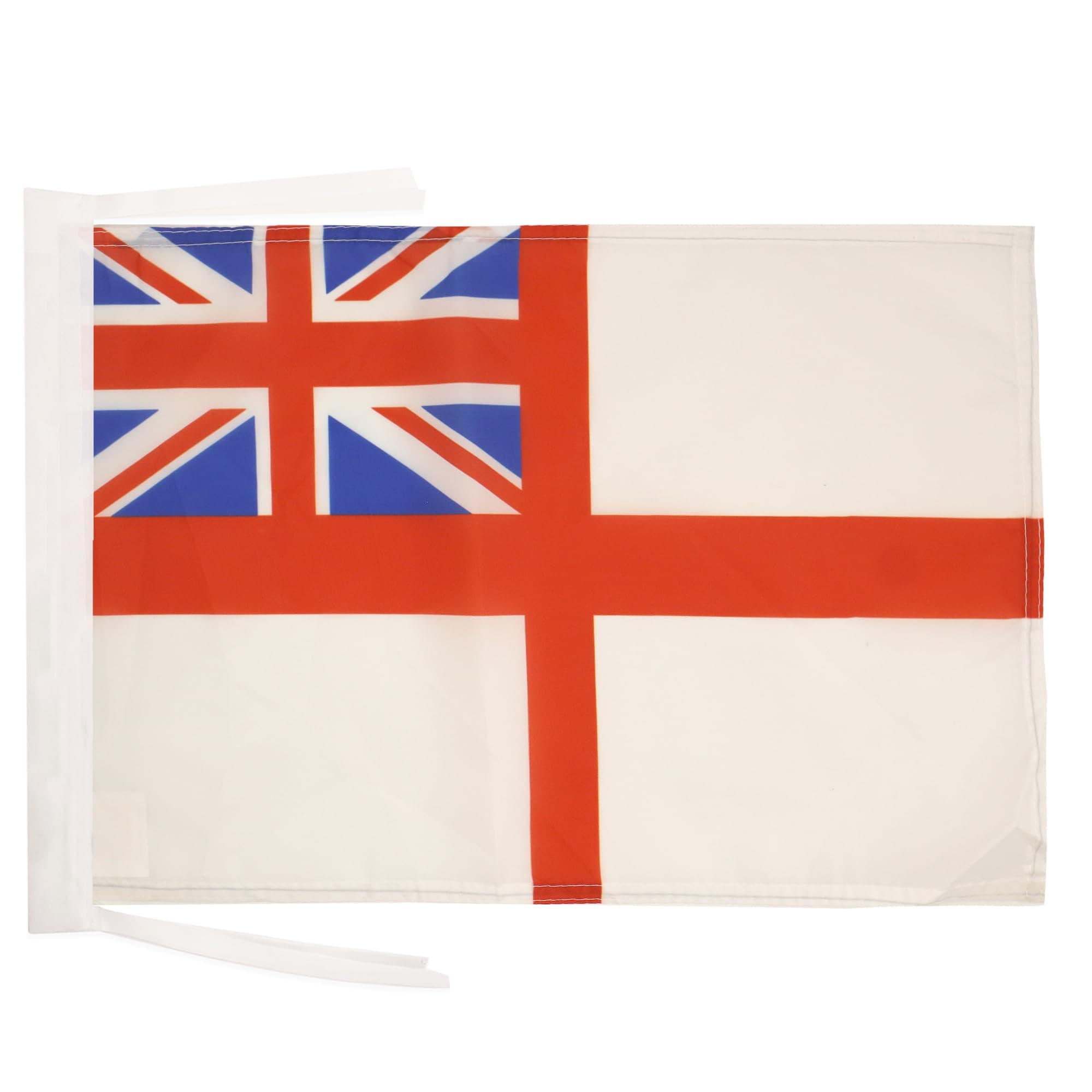 White Ensign Flag - 18'' x 12'' - 100% Polyester St George's - British Royal Navy ships Small Banner with Two Cords - Fade Resistant - Vivid Colors - 18x12 in - 45x30 Cm