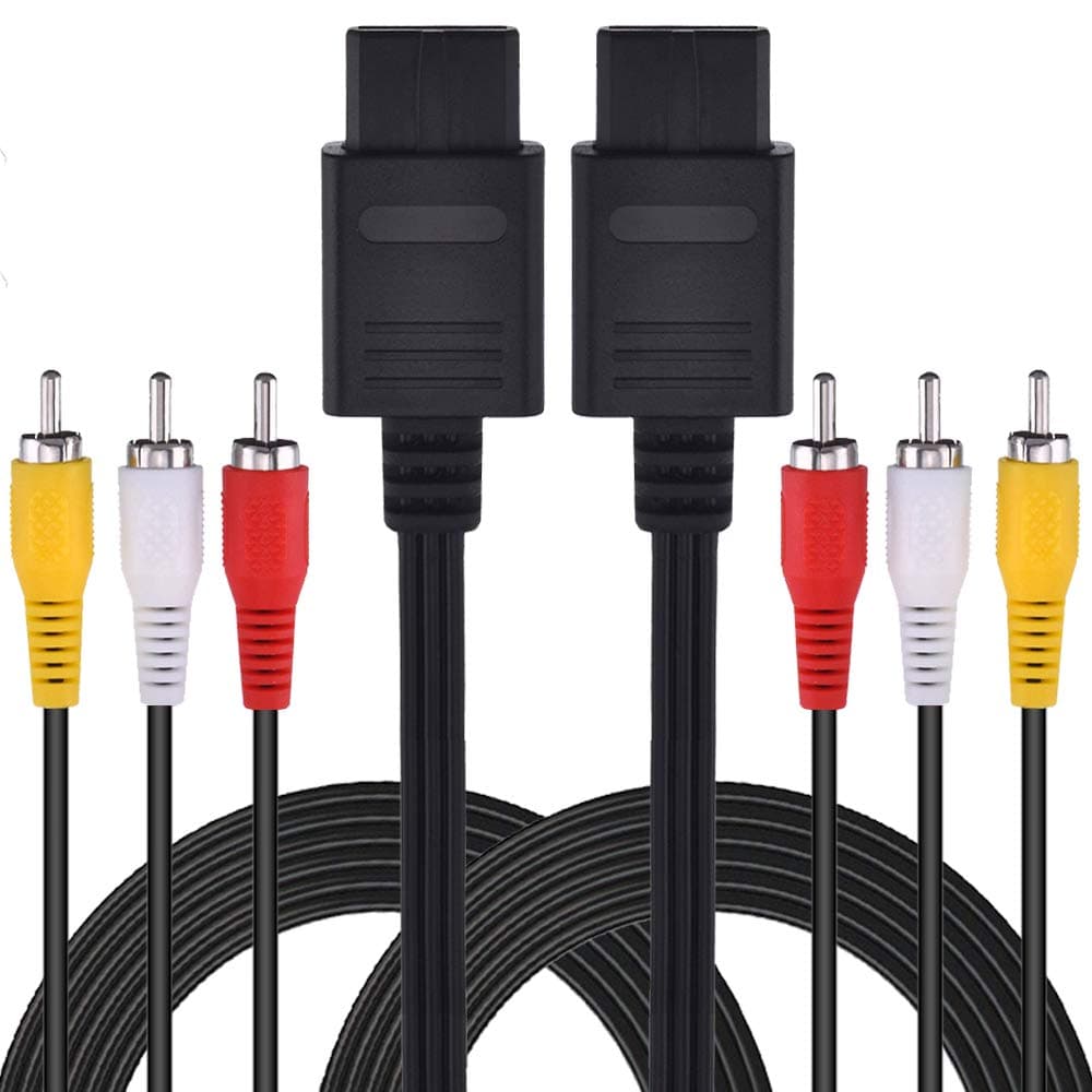 2Pcs Pack TPFOON 6ft Composite AV Cable Cord Compatible with Nintendo 64 N64, Super Nintendo SNES, Gamecube GC