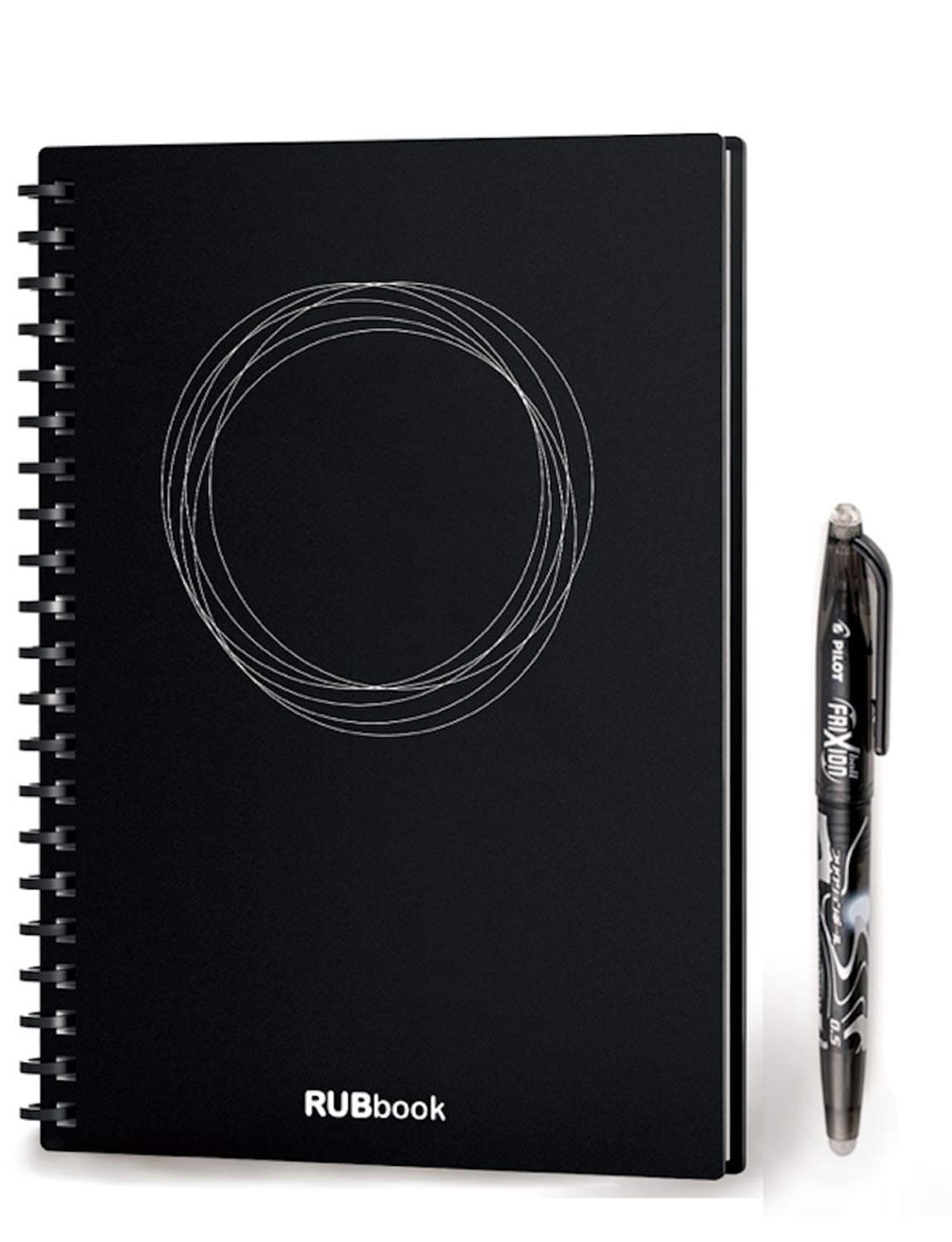 RUBbook Smart Erasble Reusable Notebook, Environmentally Friendly, Wirebound Spiral Notebook, Line Page & Blank Page, Erasable Pen, Scan & Share, A5