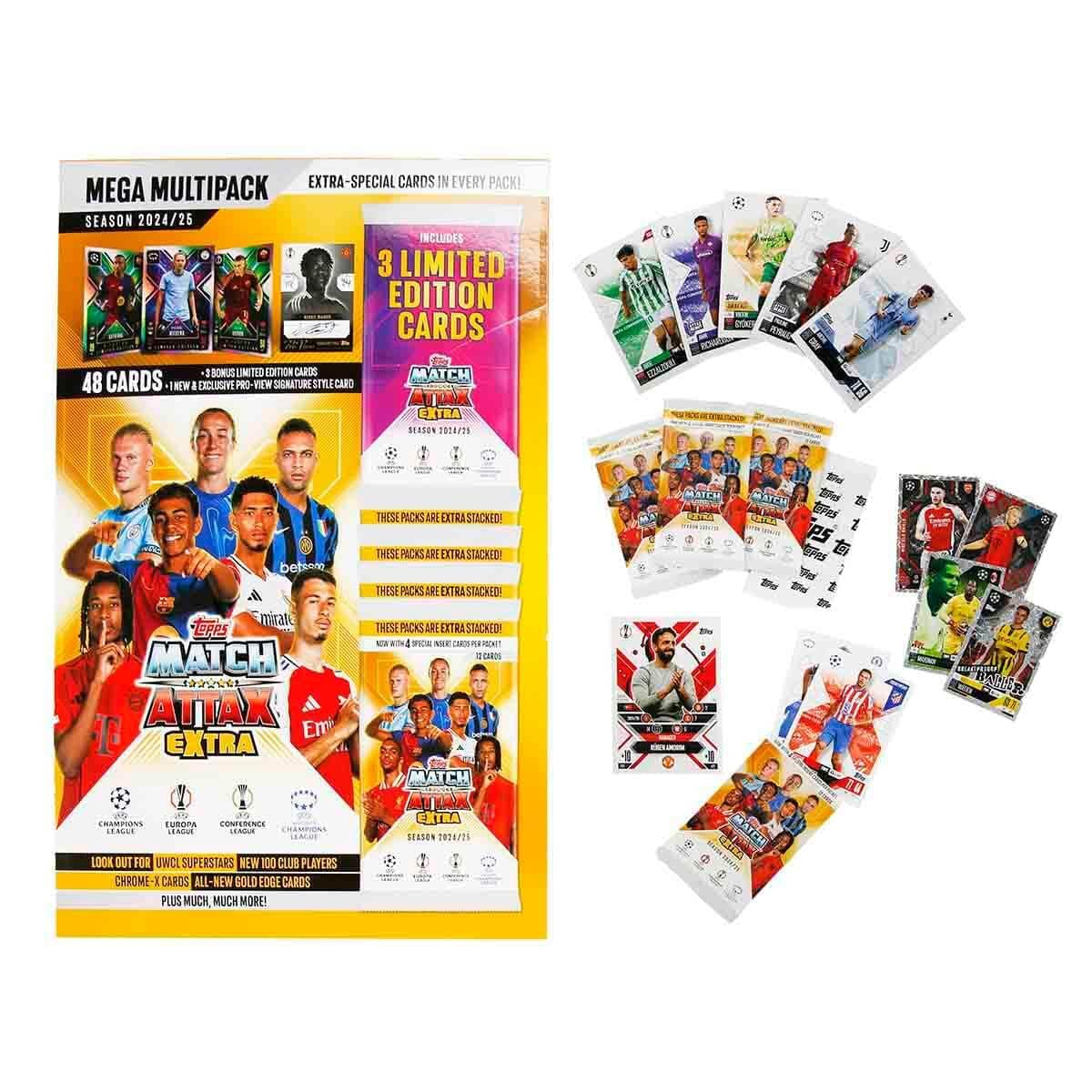 Topps Match Attax Extra 2025 - Mega Multipack - 52 Cards, Including 3 Random X Factor LE Cards and an Exclusive Signature Style Pro-View Card!