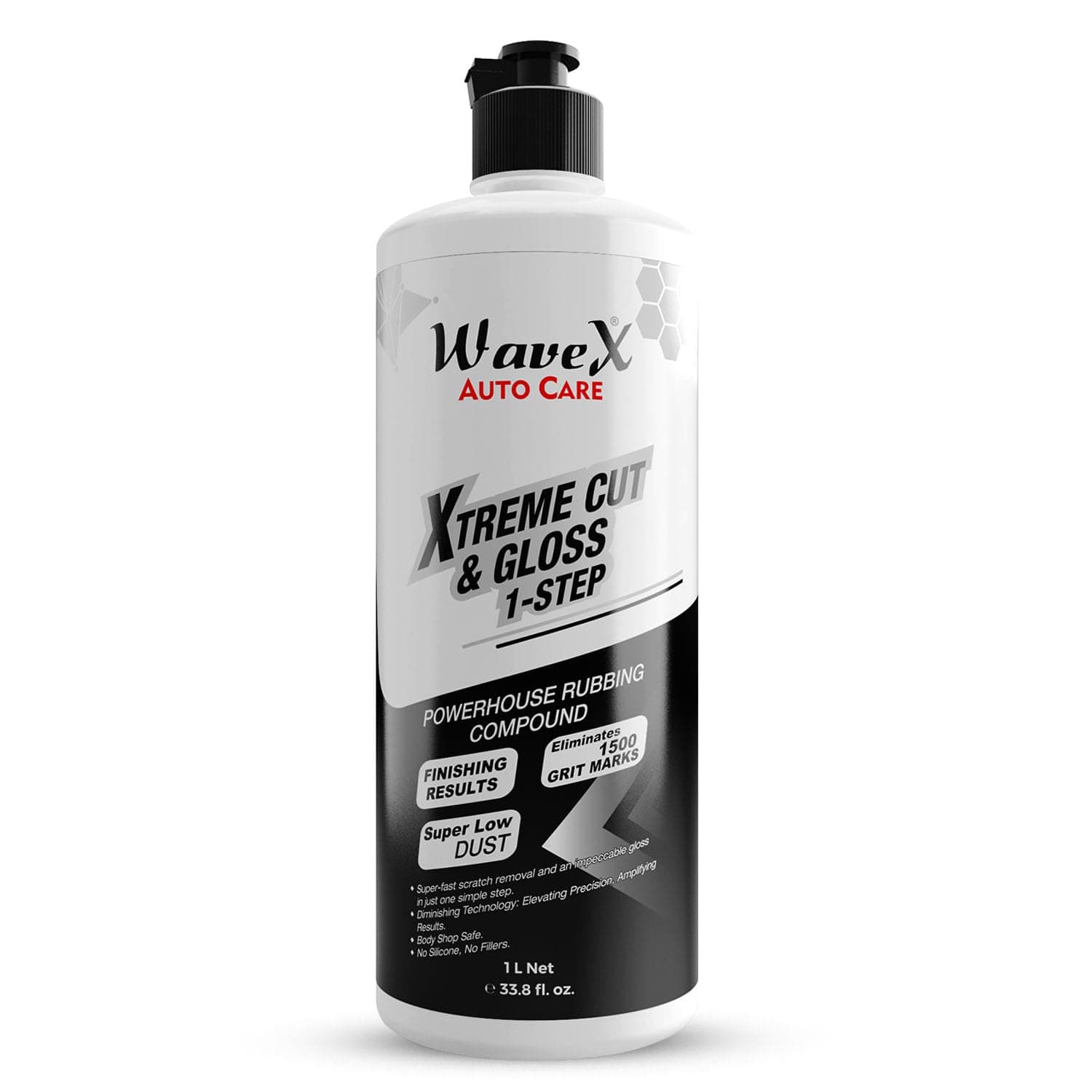 Wavex Xtreme Cut & Gloss 1-Step Compound 1 L, Professional Grade Polish for Paint Correction & Stunning Gloss, Abrasives, Silicone-Free & Versatile