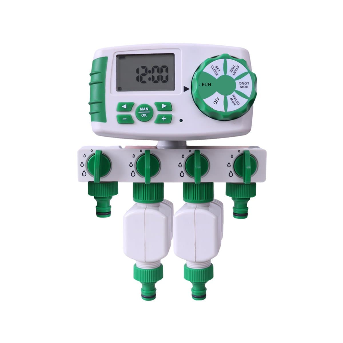 Automatic 4-Zone Irrigation System Controller Garden Water Timer Watering Computer with 2 Solenoid Valve