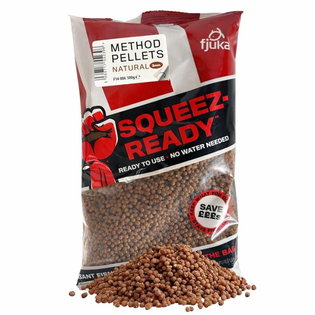 Fjuka Squeez-Ready Method Pellet 2mm | Ready-prepped Method feeder pellet | Carp, F1s, tench, bream etc | 500g Bag
