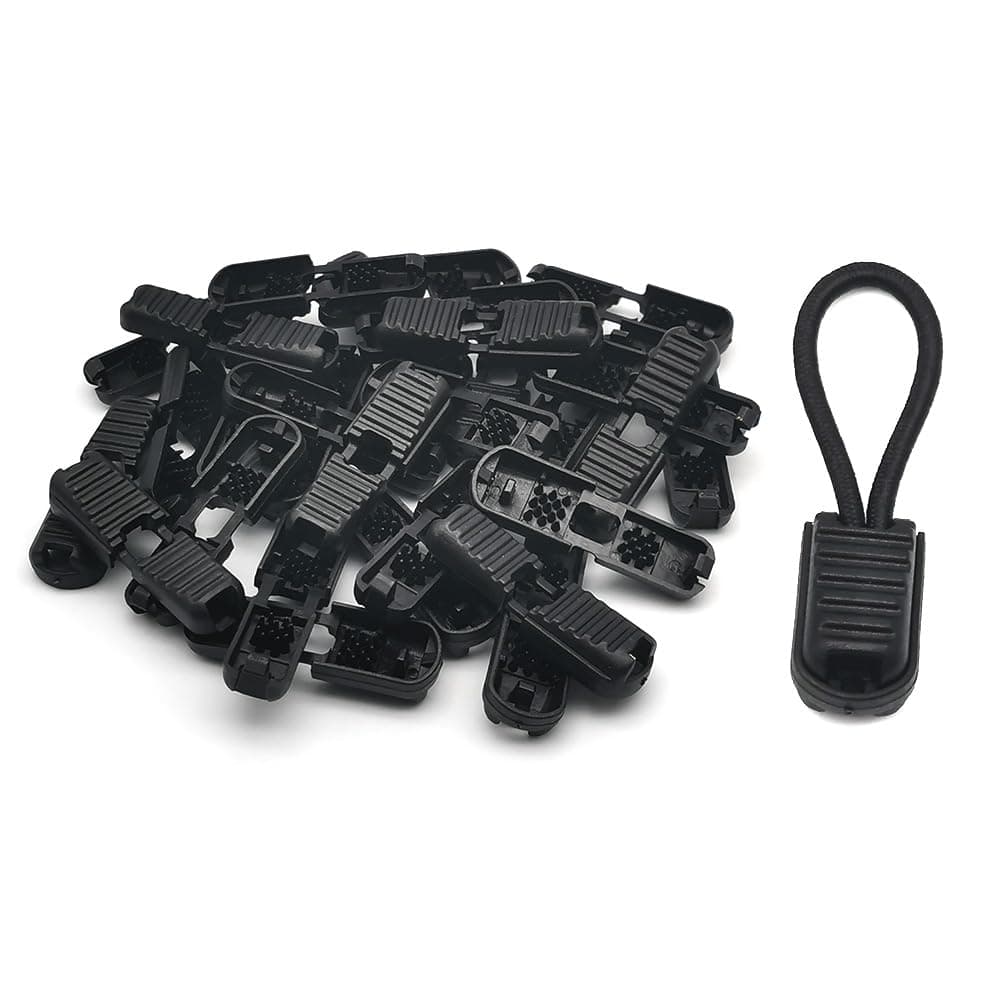 30 Pack Zipper Pull Tabs Cord End Tips Shoelace End Tips Cord Lock Clips for Paracord Drawstrings Backpack Quick No Tied Shoelace Running Shoe Parachute Lanyard Loops (Black)