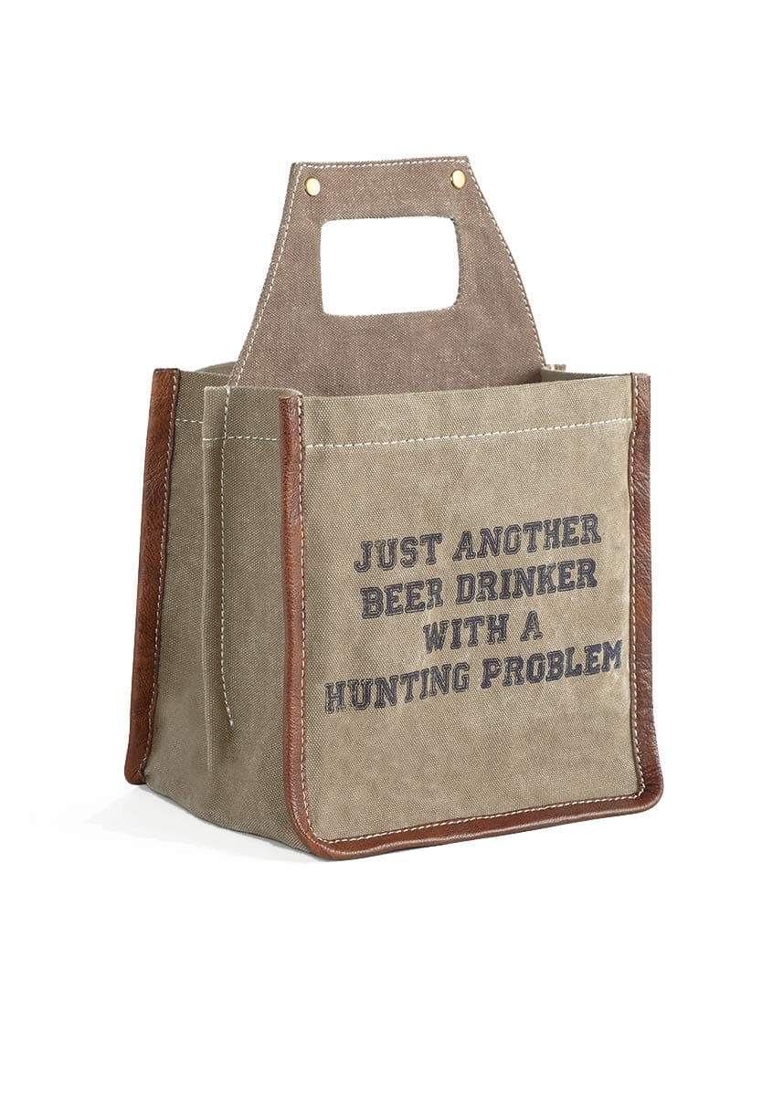 Mona B,"Just Another Beer Drinker with a Hunting Problem" Six Pack Canvas Beer Carrier Caddy