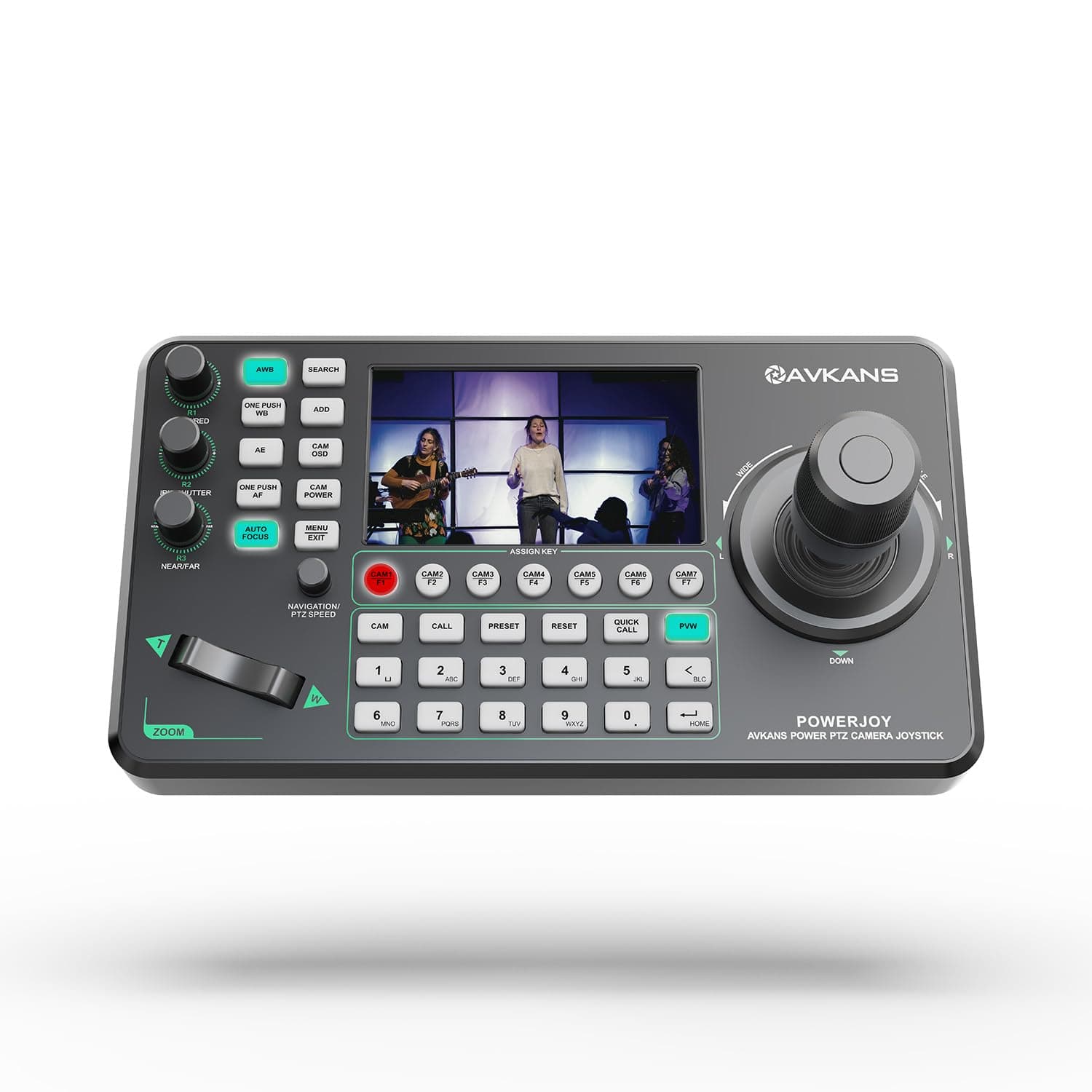 AVKANS Super PTZ Camera Joystick Controller, NDI Camera Controller Keyboard with 4D Joystick for Live Streaming, Onvif Visca Over IP RS422 RS485 RS232 Pelco-D/P Support…