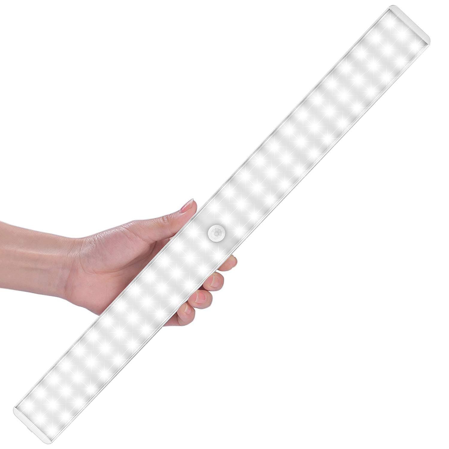 Motion Sensor Wardrobe Light, Upgraded 78LED Wireless Rechargeable Battery Cupboard Closet Under Kitchen Cabinet Shed Garage Night Lighting Strip, 2 Sensor Mode(Only Motion,Motion & Light)-White light