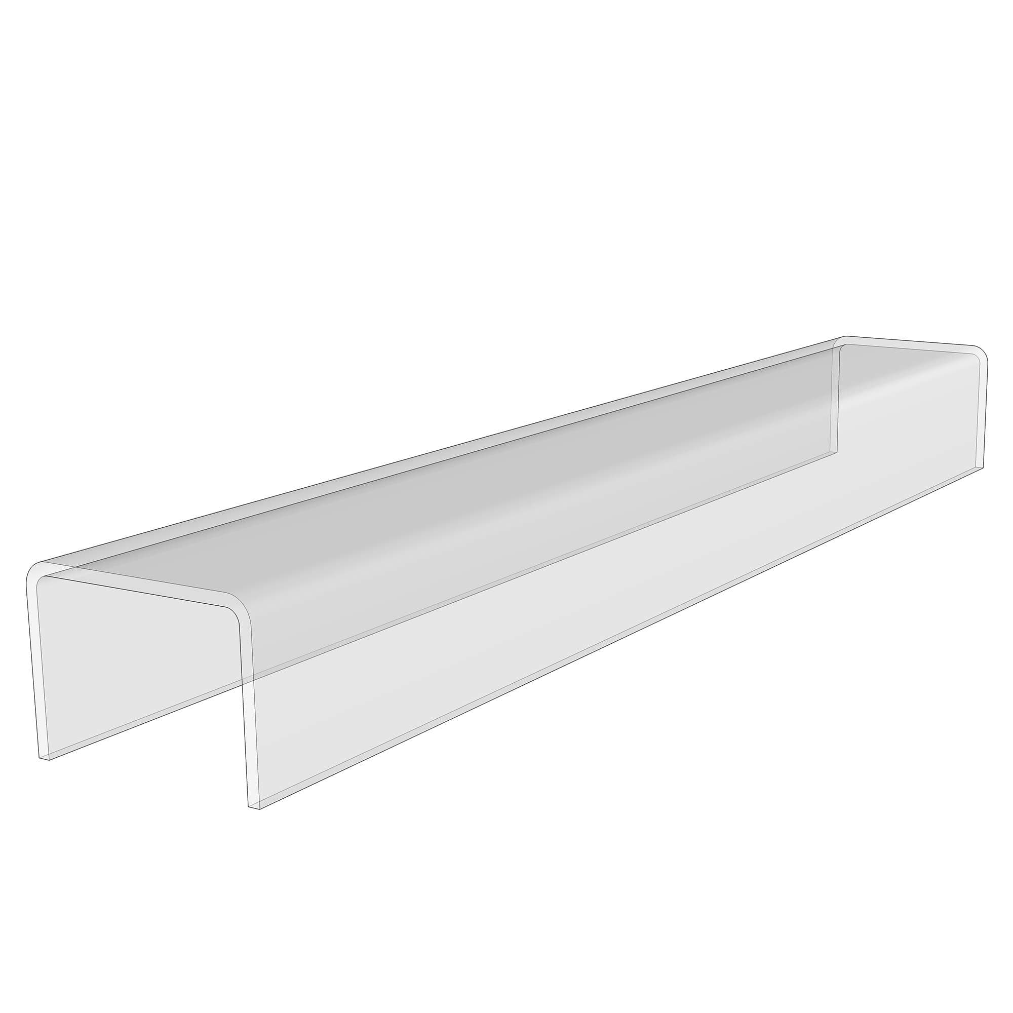 Clear Acrylic Display Risers- Premium Shelf Riser Display Stands and Plinths - Hoverstand- Made in UK (Long-4mm-58.5x9x7.5cm, Max Load 10kg)