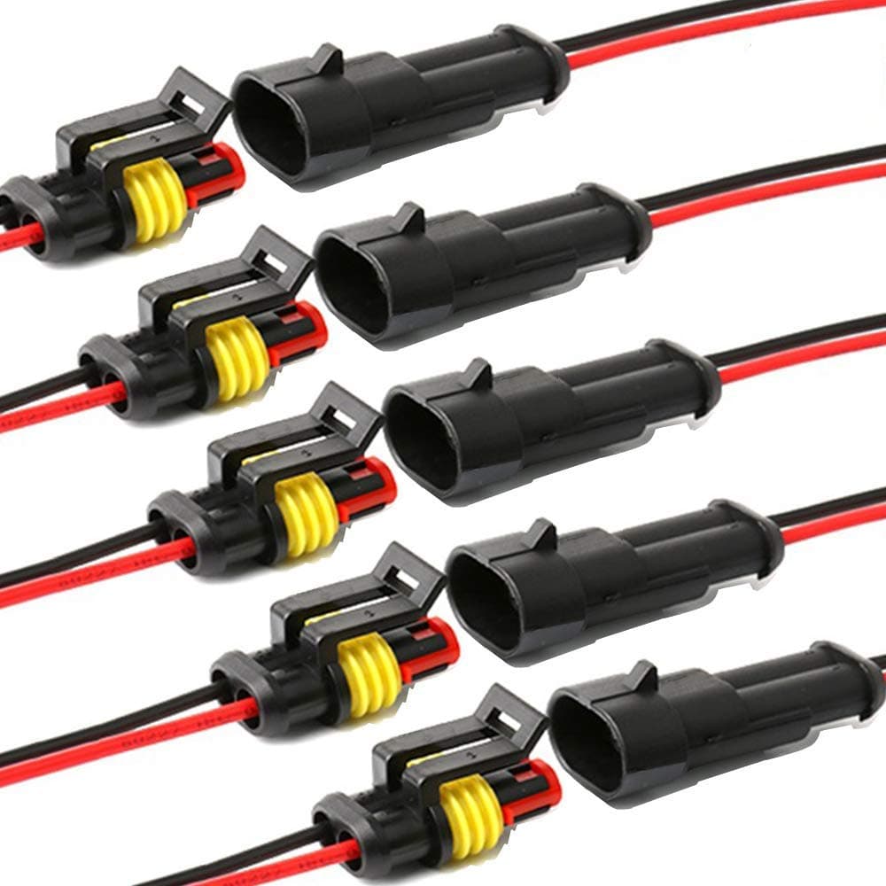 Way Car Waterproof Electrical Connector,16 AWG 2 pin Plug Auto Electrical Wire Connectors for Car, Truck, Boat, and Other Wire Connections.(5 Pack)¡­
