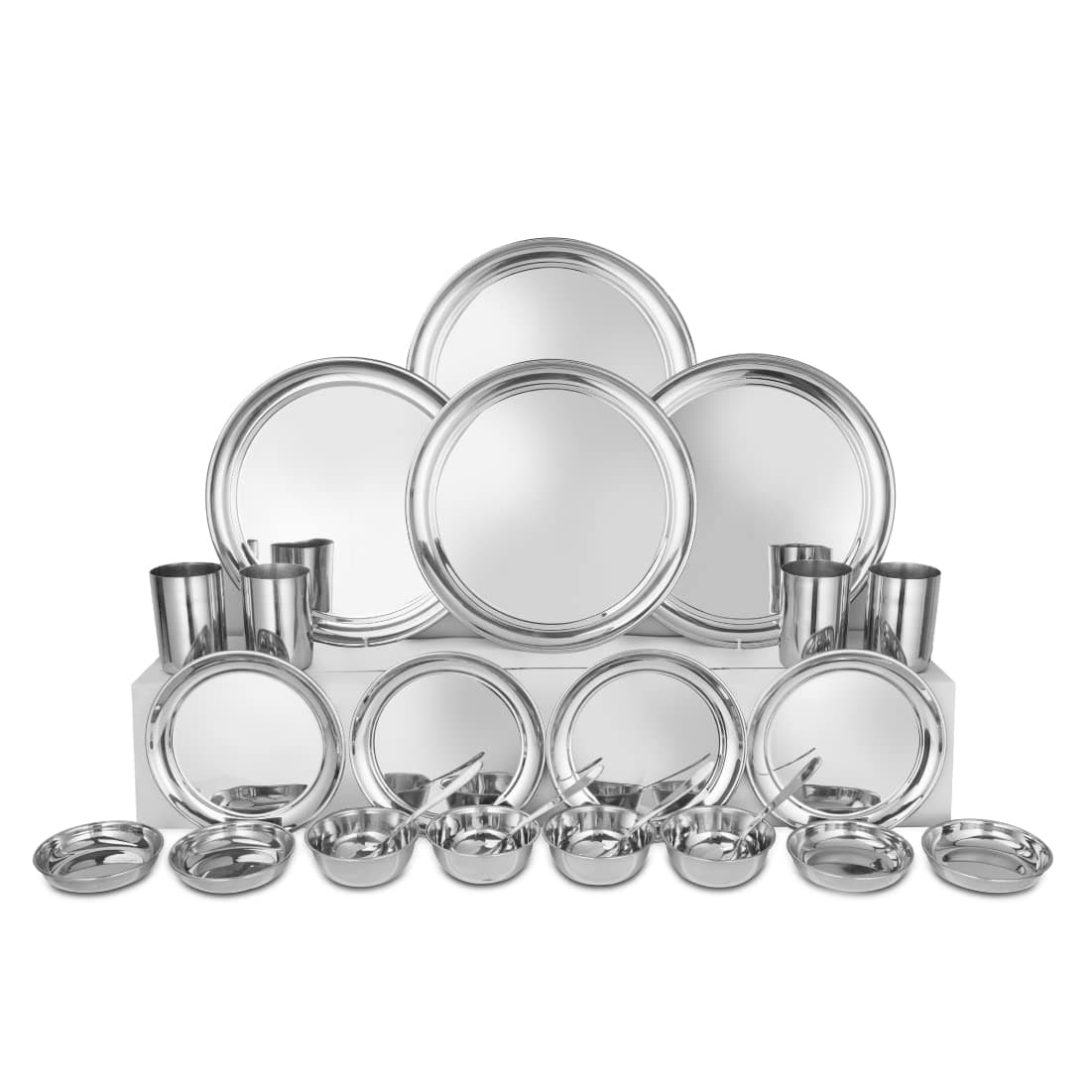 Shri & Sam solid Stainless Steel Shagun Dinner Set (24 Pcs Set)