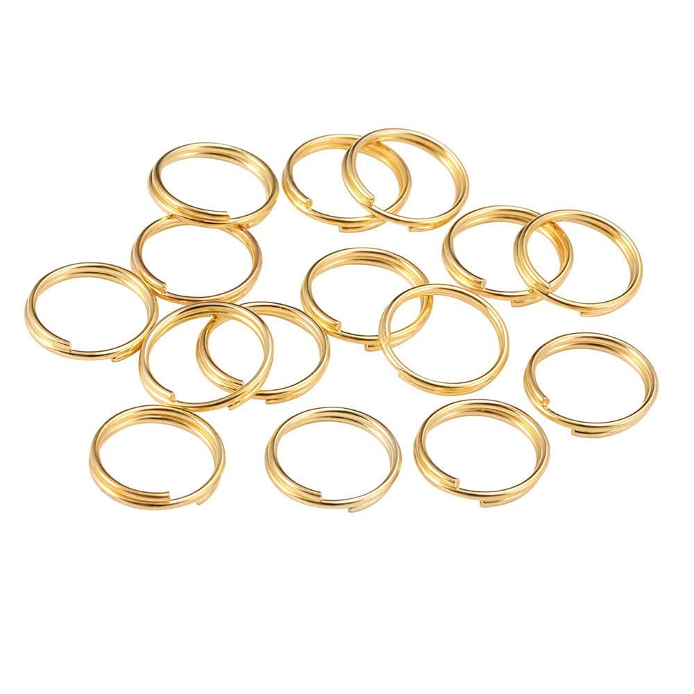 200 PCS 12mm Double Loops Round Split Jump Rings Wire Connector for Jewelry Making (Gold)
