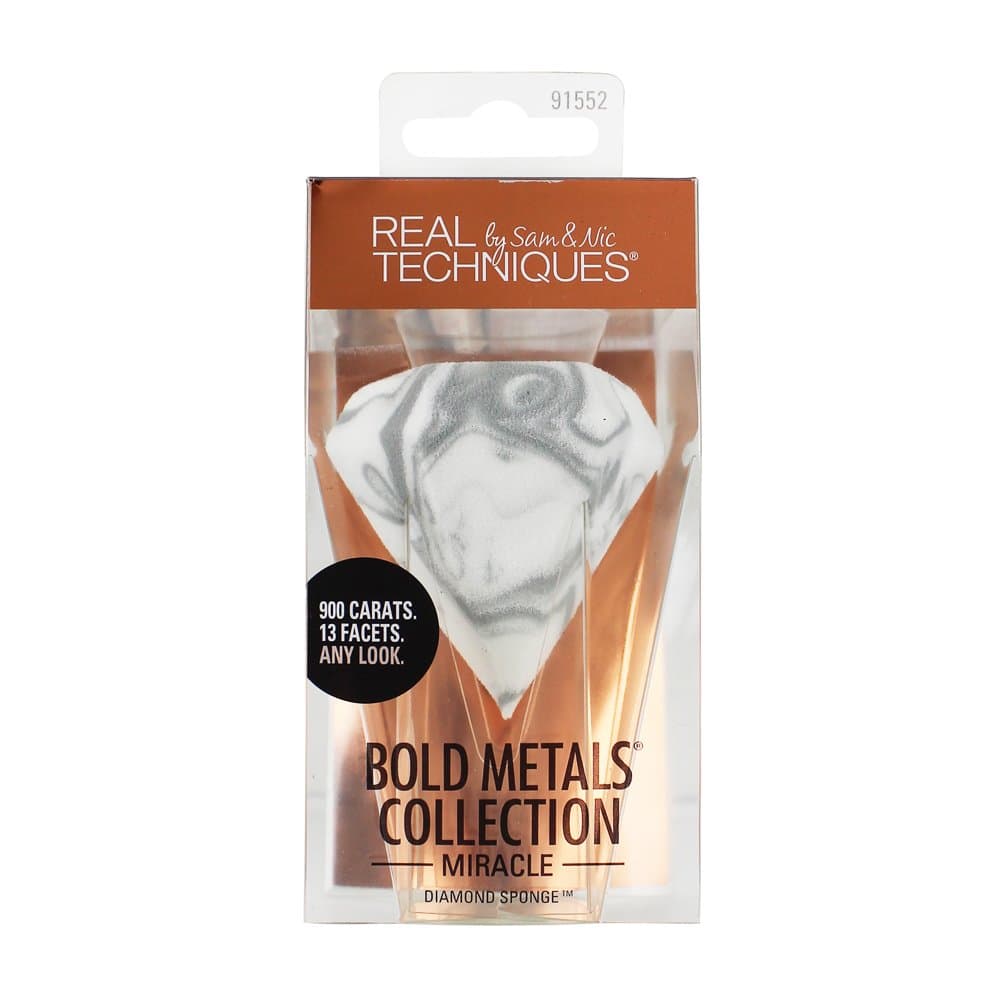 Real Techniques Bold Metals: Diamond Sponge, Create Shadow or Highlighting, Multi Surfaced for Variety of Application, Synthetic Materials, Latex Free