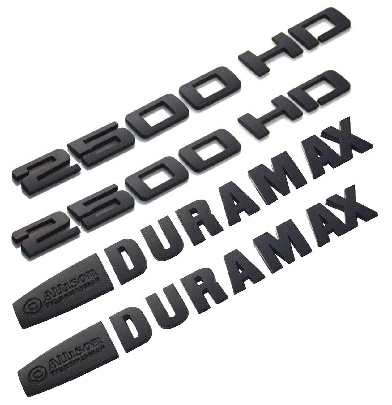 Set 4 pcs Allison Duramax plus 2500HD Badge 3D Emblems Decals Stickers Nameplates Replacement for Silverado 2500 hd (Matte Black)
