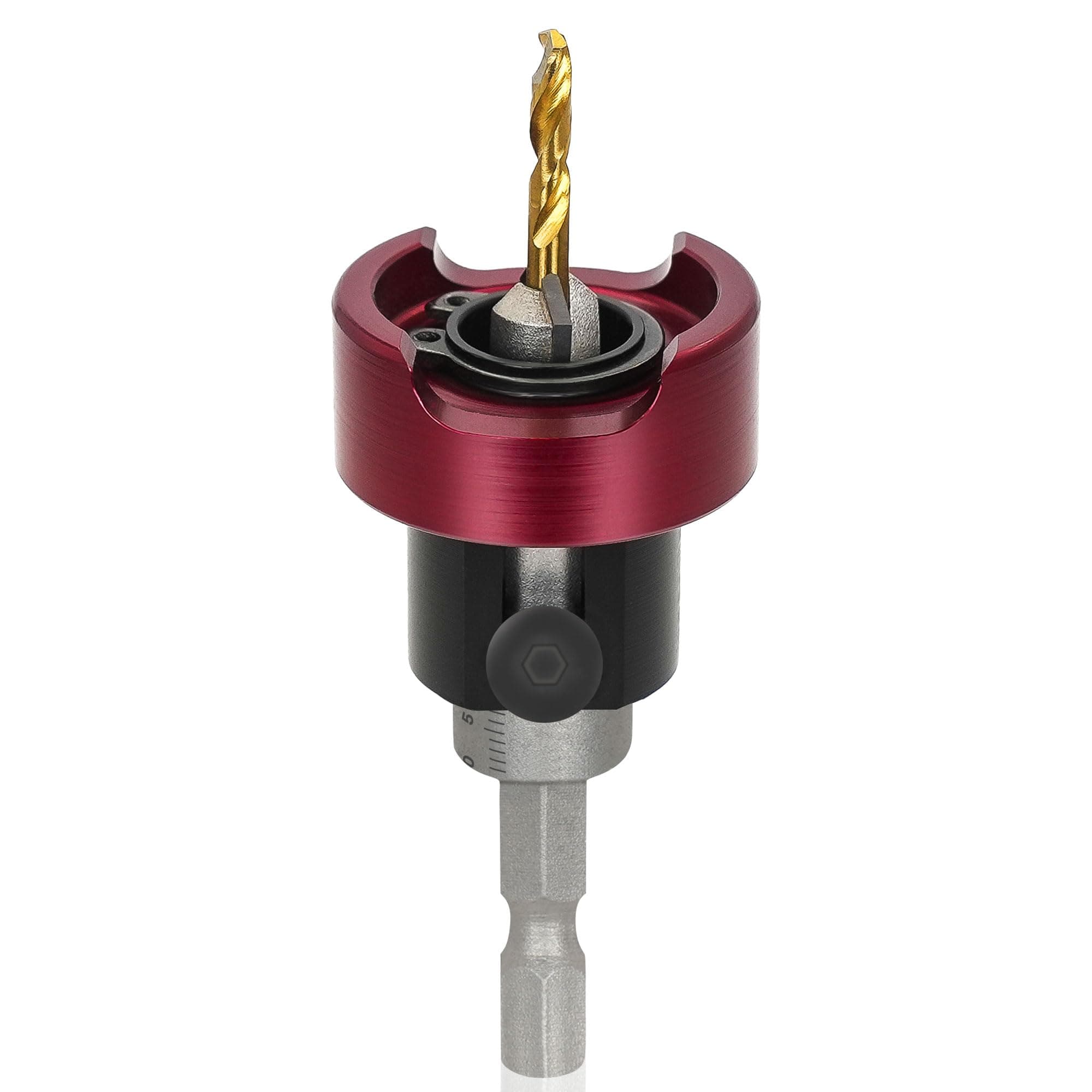 KEENTECH Carbide Tipped 82° Countersink Drill Bit with Depth Stop, 3/8" Dia x 1/8" Drill Diameter x 1/4" Shank, Adjustable Depth Stop with Ball Bearing for High Fine Finish on Softwood and Hardwood