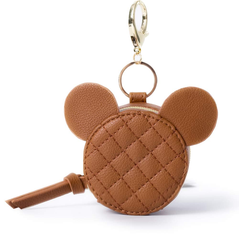 Pacifier Holder Case with Clip , Pacifier Pouch Cover,Pacifier Charm Pod with Clasp Attach to The Strollers & Diaper Bags,Hold 2 Pacifier or Shield(Diamond Brown)