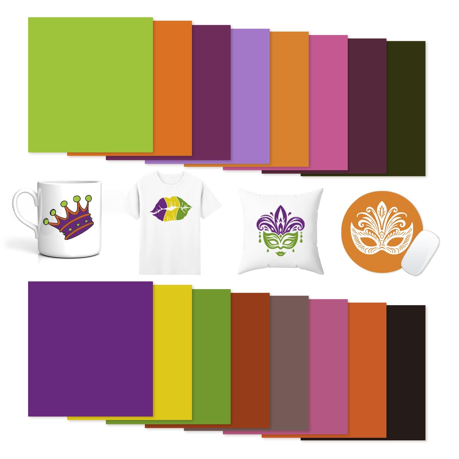 Tintnut Mardi Gras Solid Color Sublimation Transfer Paper- 16 Sheets 12inchesx10inches Solid Color Shrove Tuesday Sublimation Transfer Paper Bundle for DIY Mugs, Tumblers, Key Chain, T-Shirtstte