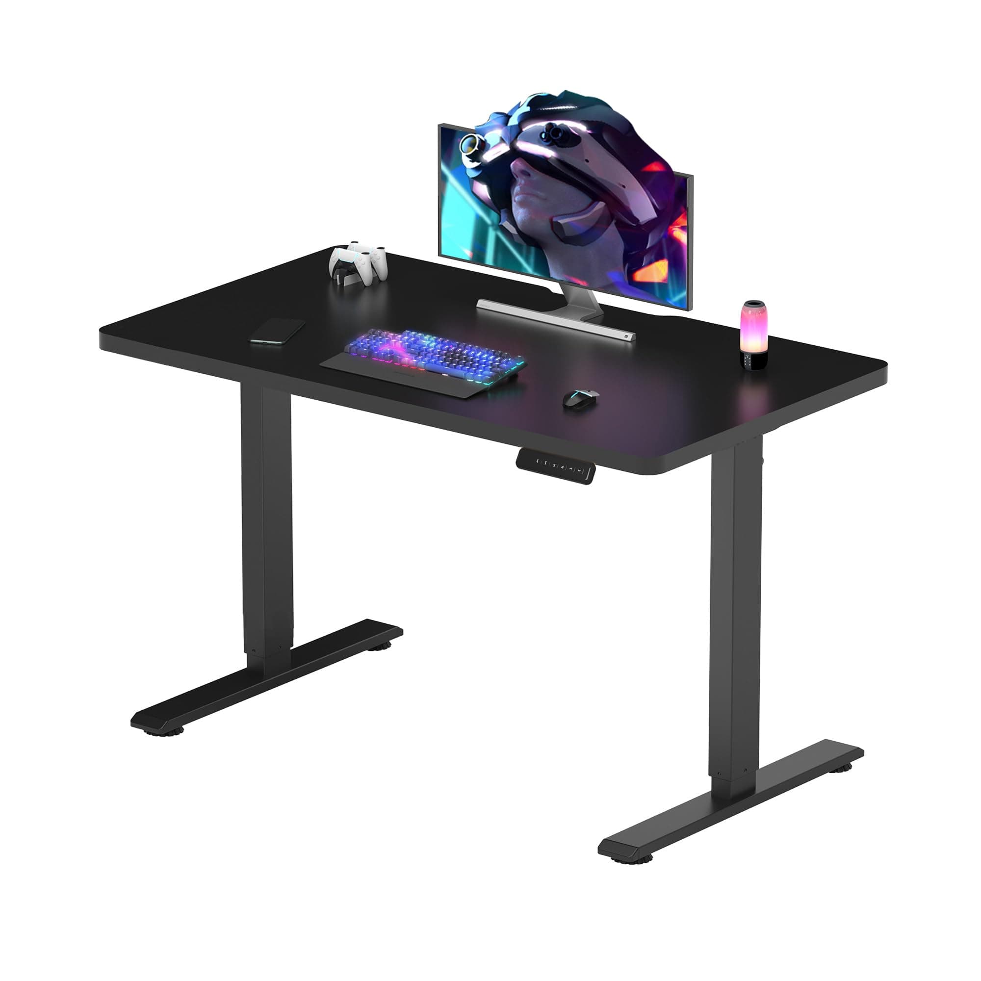 FLEXISPOT ONE PIECE Electric Standing Desk, Sit Stand Table Height Adjustable Desk with Memory Smart Pannel for Home Office, 100 x 60 cm Black