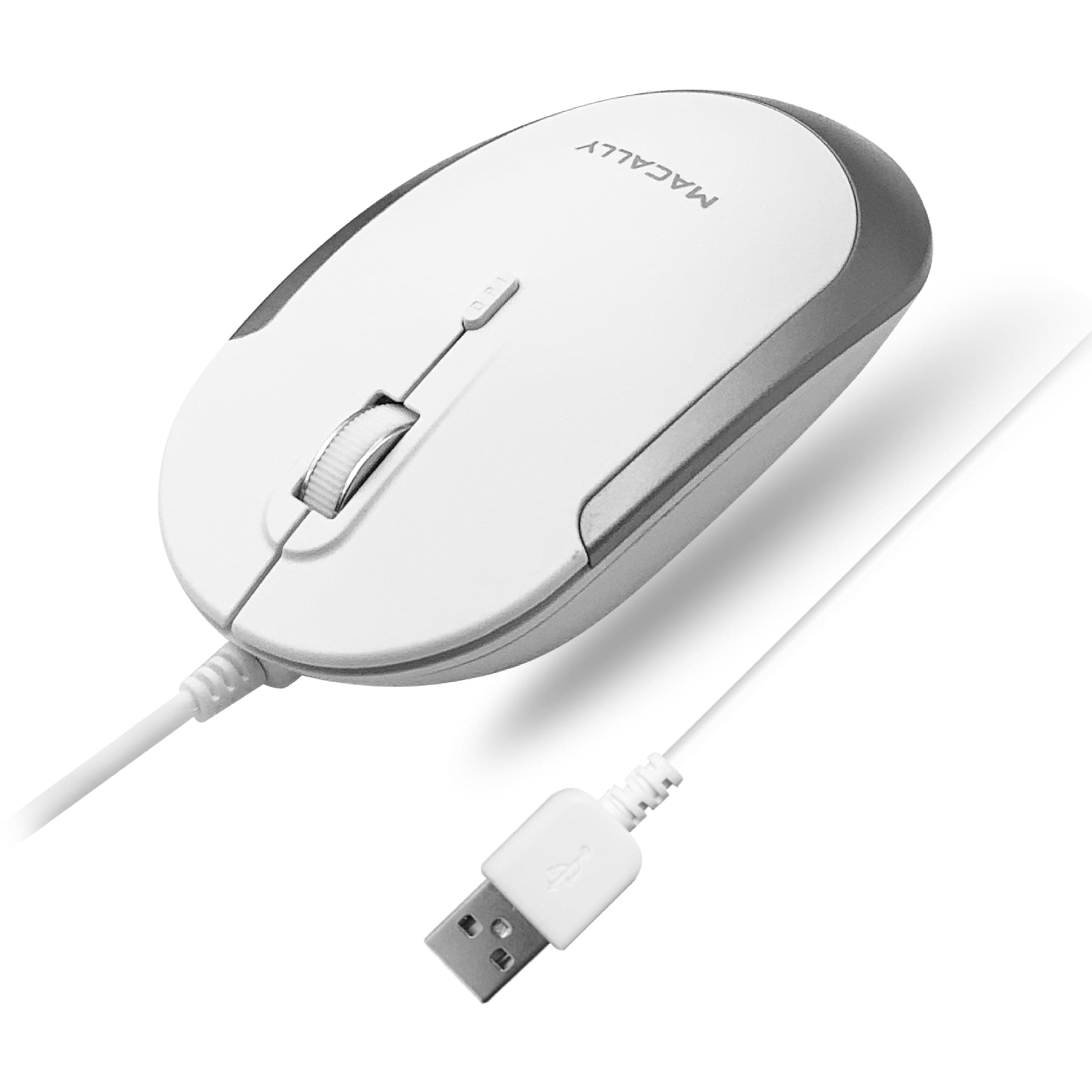 - Macally Silent Wired Mouse - Slim & Compact USB Mouse for Apple Mac or Windows PC Laptop/Desktop - Designed with Optical Sensor & DPI Switch - Simple & Comfortable Wired Computer Mouse (White)