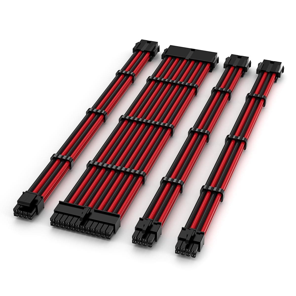 TECWARE FLEX Black/Red PSU Sleeved Extension Cables Set 30cm