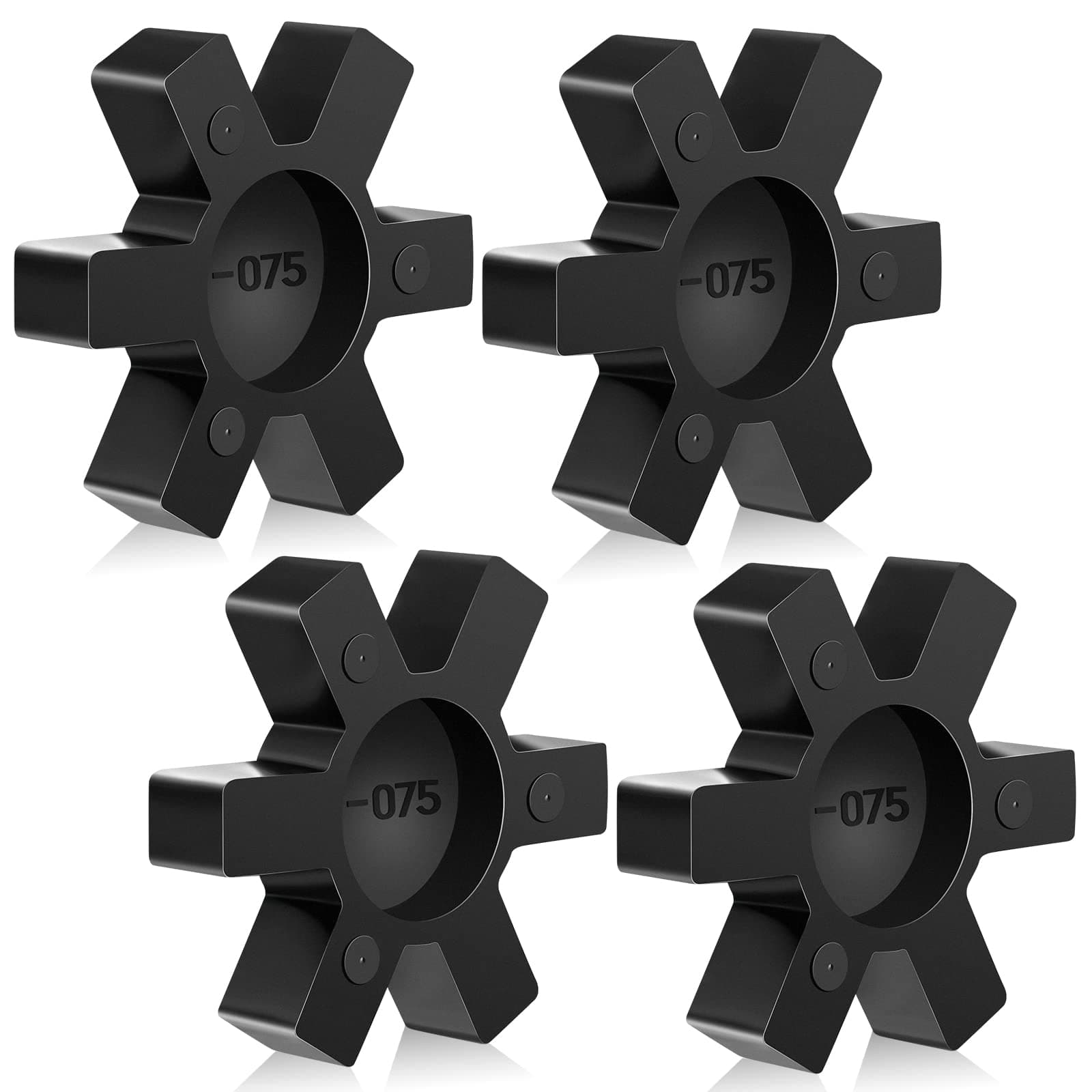Flexible NBR Rubber Spider Insert Solid Spider Center Inserts Suitable for L Jaw Coupling Set, Black (4 Pcs, L075)