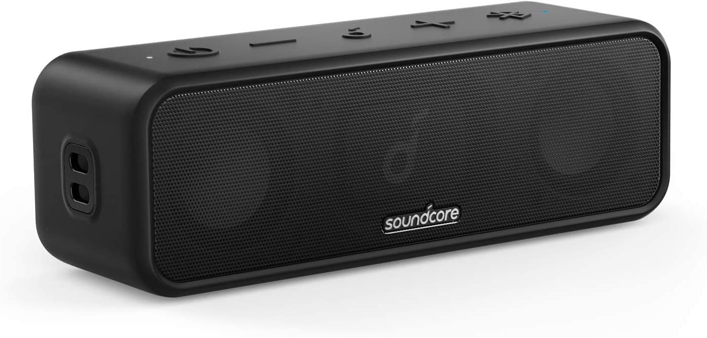 Soundcore 3 by Anker Soundcore, Bluetooth Speaker with Stereo Sound, Pure Titanium Diaphragm Drivers, PartyCast Technology, BassUp, 24H Playtime, IPX7 Waterproof, App, Custom EQ, Home, Outdoor, Beach