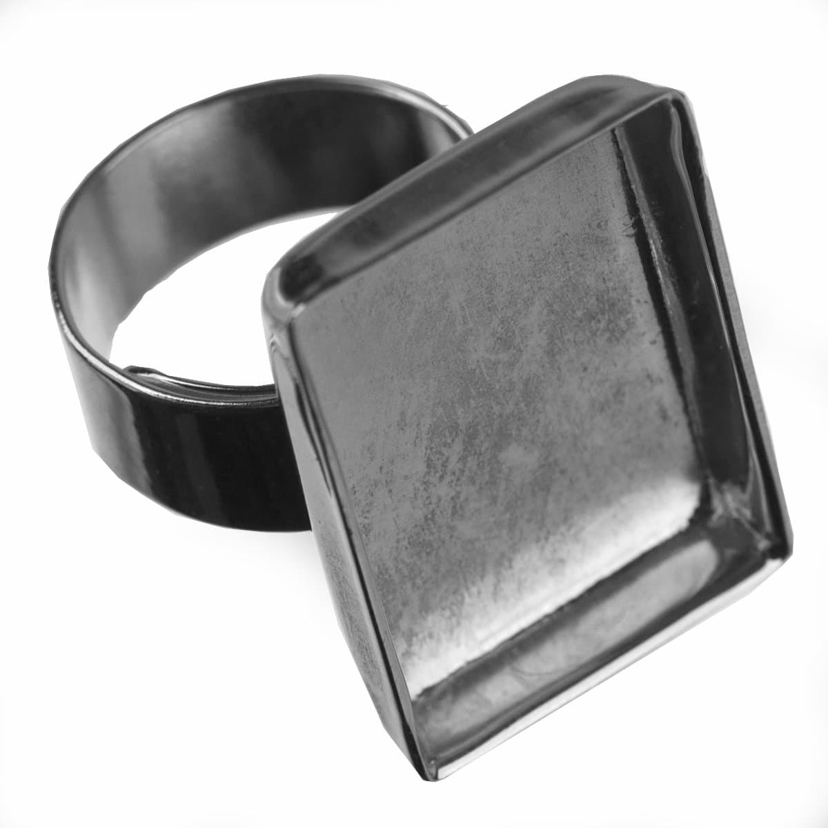 Art Night Out Silver Plated Rectangle Ring Bezel, 0.75 by 1-Inch