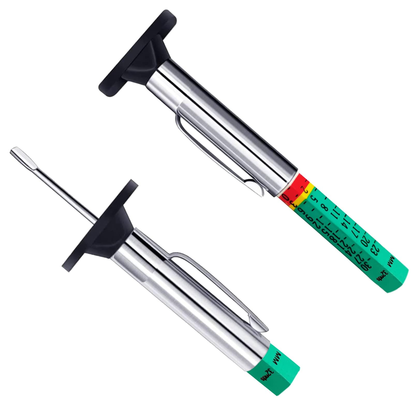 Tire Tread Depth Gauge,Two-Sided Smart Color Coded Tire Tread Depth Measurement Tool, Tire Wear Gauge in 32nds(Pack of 2)