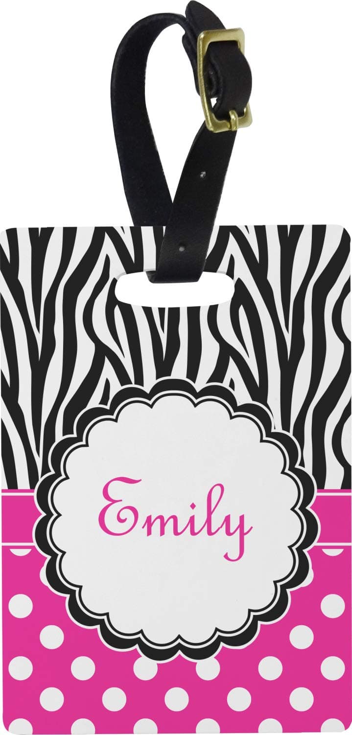 Zebra Print & Polka Dots Rectangular Luggage Tag (Personalized)