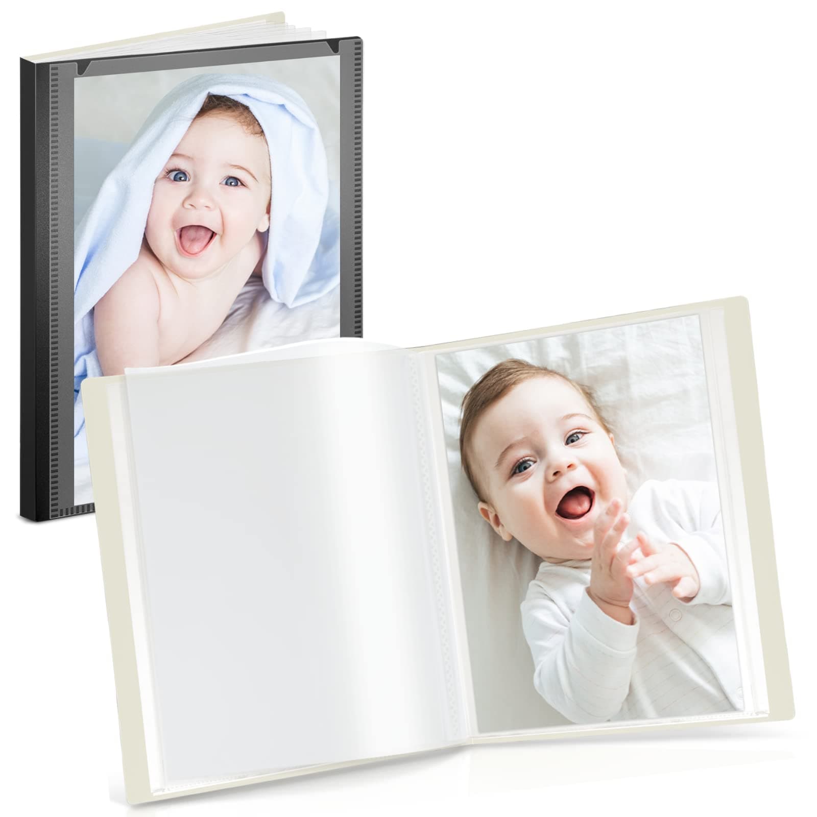 Small Photo Binder 4x6 (Black), 2-Pack 4 x 6 Photo Book, 24 Pockets Shows 48 Pictures, Mini Plastic Picture Album Presentation Binder with Customizable Cover