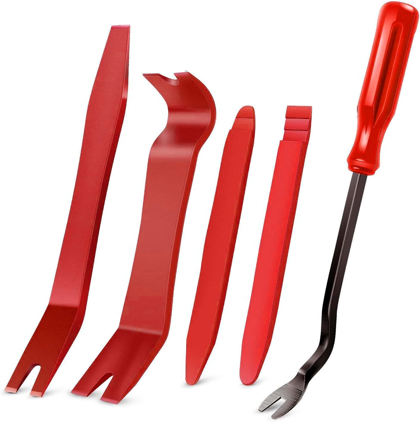 5 PCS Nylon Auto Trim Removal Tool Kit No-Scratch Pry Tool Kit for Car Door Clip Panel & Audio Dashboard Dismantle Red