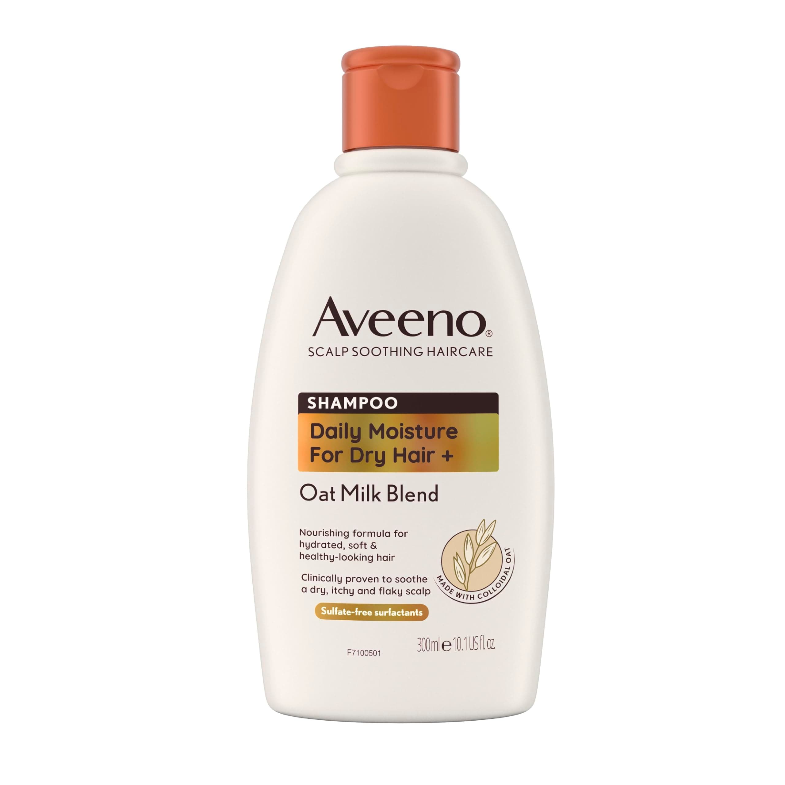 Aveeno Scalp Soothing Haircare Daily Moisture Shampoo, Oat Milk Blend, for Dry Hair, Soothes Dry, Itchy & Flaky Scalp, Clinically Proven, Sulfate Free, 300ml