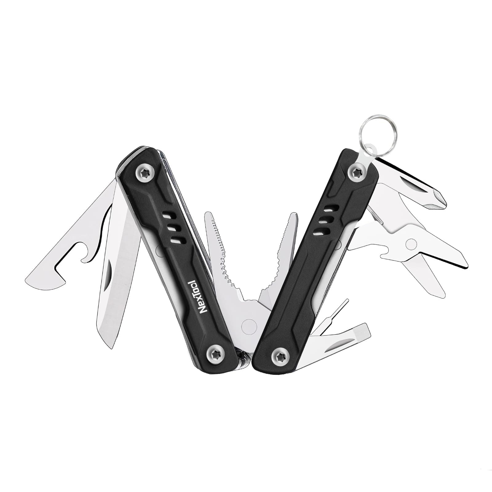 NexTool Mini Sailor Keychain Multitool With EDC Pliers, Pocket Knife and Screwdriver - Small Pocket Tool for EDC, Fishing, Camping, Father's Day Gifts From Daughter (Black Pliers)