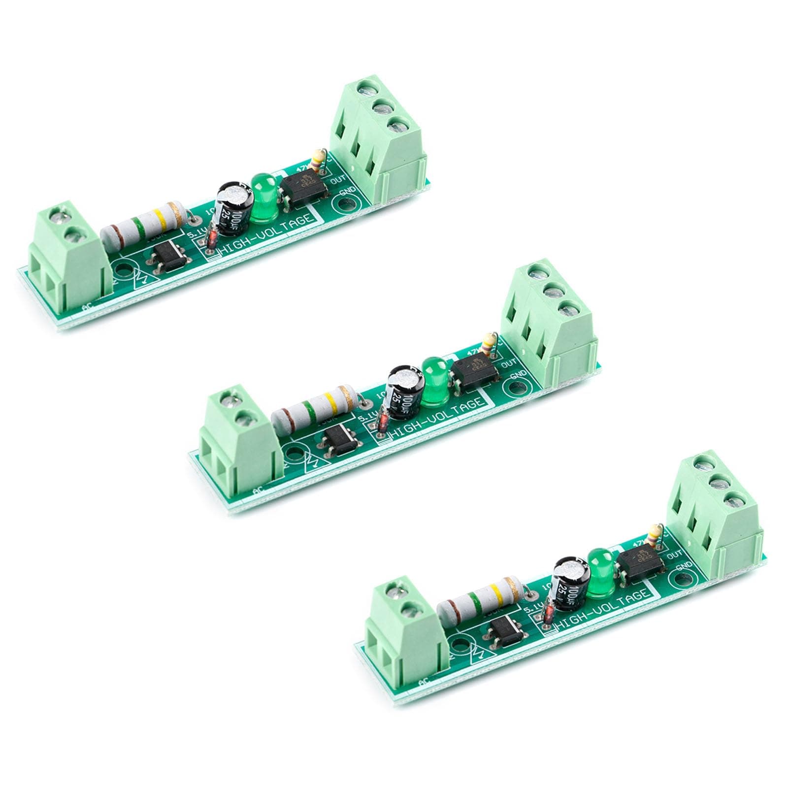 3Pcs 1Channel AC Optocoupler Module 220V Voltage Detect Optocoupler Isolation Microcontroller TTL Level 3V-5V