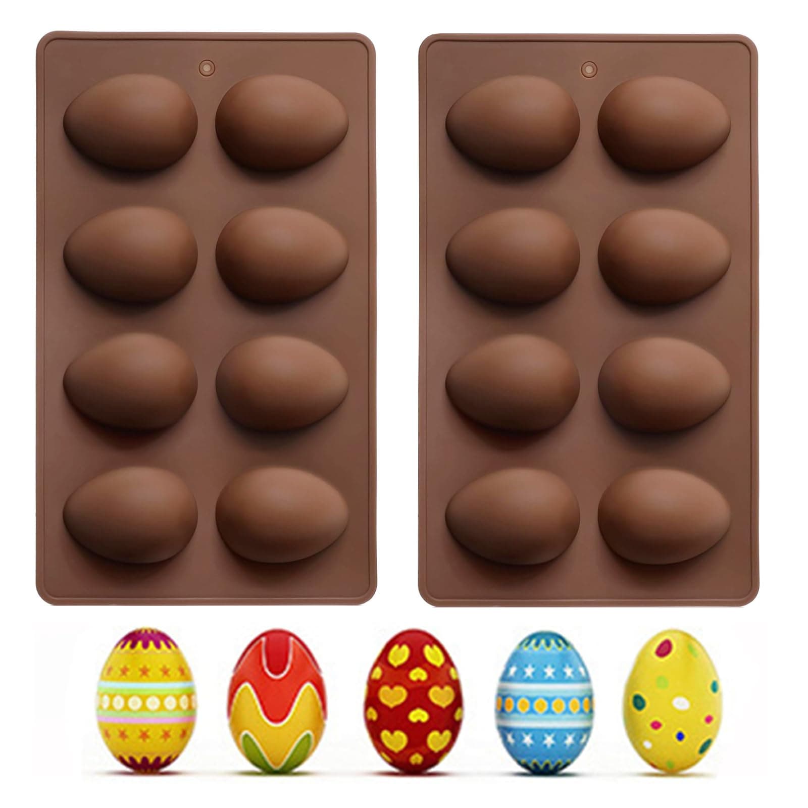 EchoDone Egg Shape Soap Mold Non Stick Silicone Half Egg Mold for Soap Making, Truffles Chocolate, Candy, Jelly, Desserts, Ice Tray Backing Set Cake Mould 2 Packs
