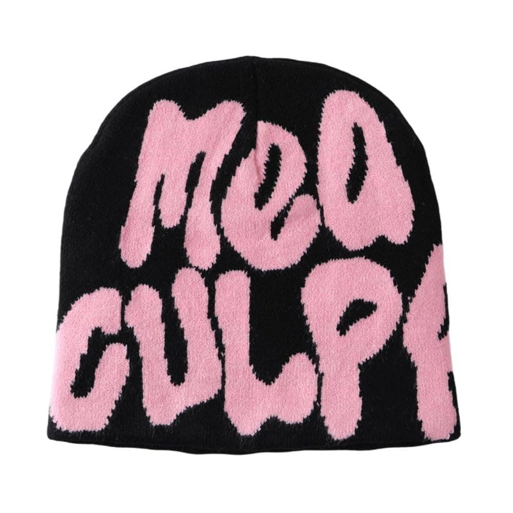 YUERFEILA Y2K Beanies Spider Web Pattern Beanie Wool Knit Skull Cap Winter Streetwear Outdoor Hats for Women Man Teenagers