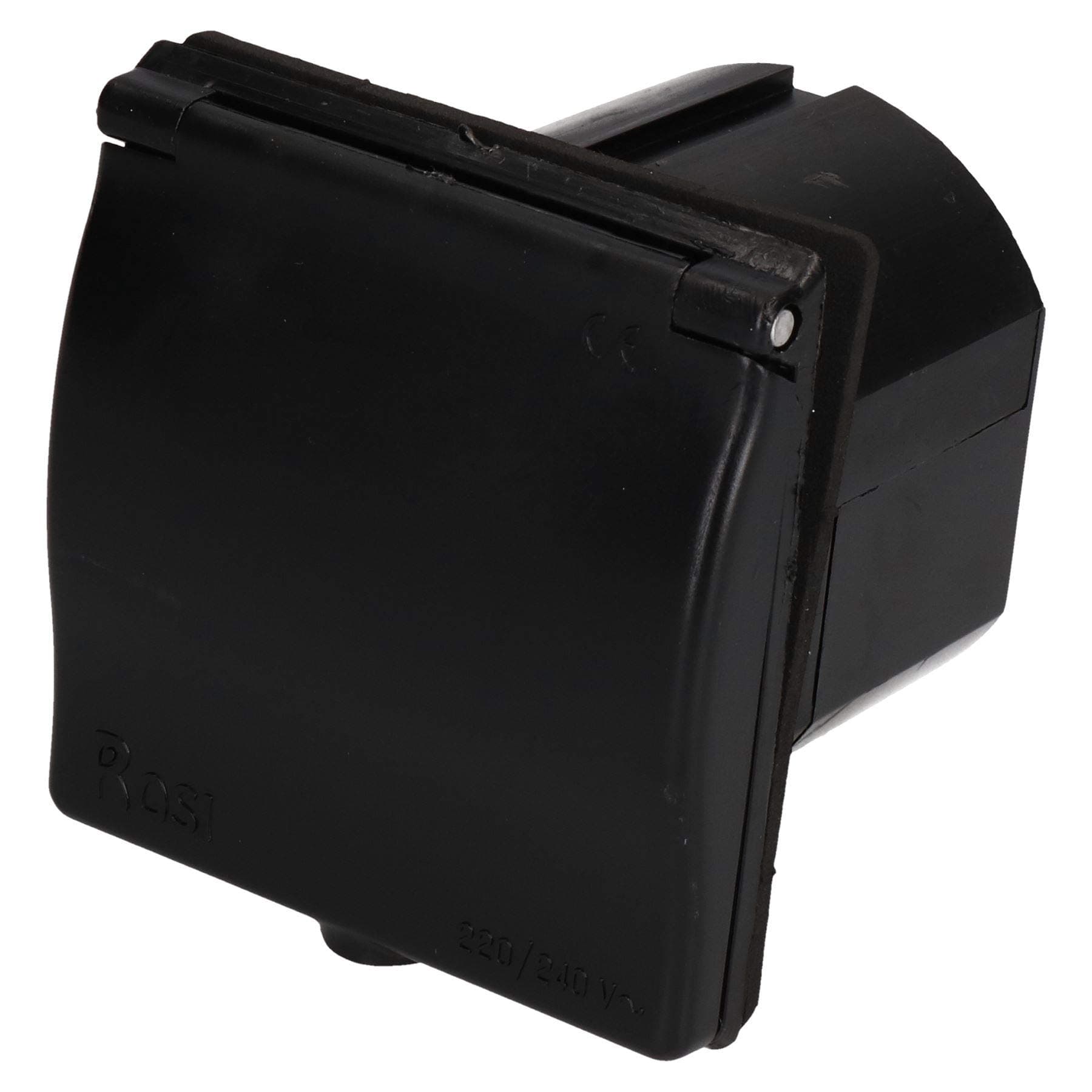 AB Tools 230v Mains 16A Flush Inlet Socket Black Caravan Motorhome Trailer Hook Up