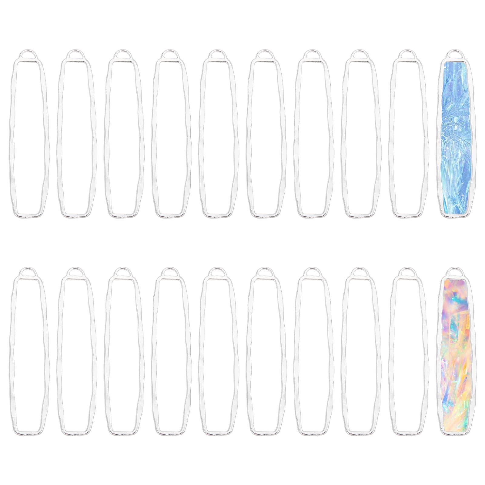 CHGCRAFT 20pcs Open Back Bezel Pendants Rectangle Shape Open Back Frame Pendants for DIY Earrings Necklace Bracelet Jewelry Making