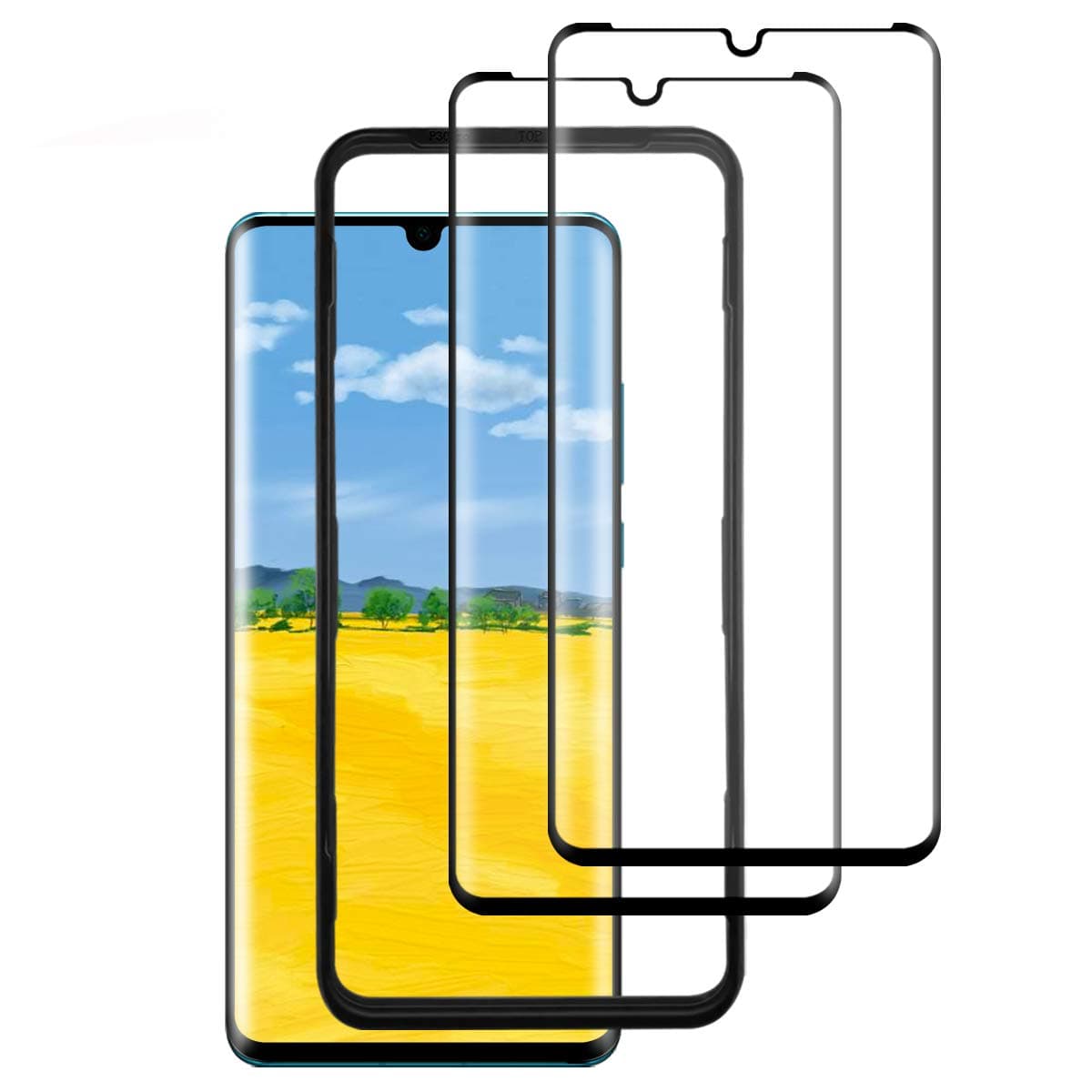 LXIAN P30 Pro Screen Protector (2 Pack), [3D Curved] [Full Screen Coverage] [Ultra HD Clear] [Anti-scratch] [Easy-install] Tempered Glass with Alignment Frame for Huawei P30 Pro