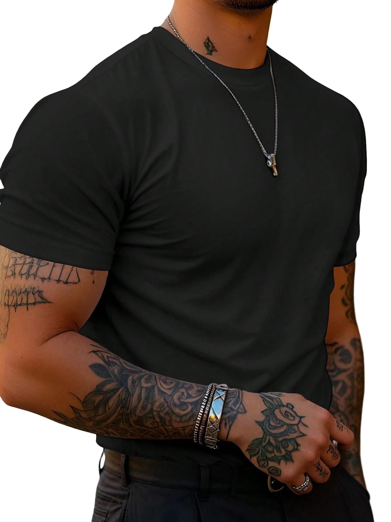 Solid Men's Round Neck Cotton Blend Half Sleeve Regular Fit T-Shirts