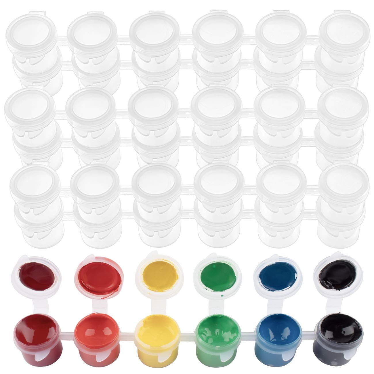 36 Empty Paint Pots with Lids, 5 ml/0.17 OZ Clear Empty Storage Paint Containers, Mini Painting Cup Arts Crafts Containers for Summer Camp Kids Classrooms Schools Art Festivals etc