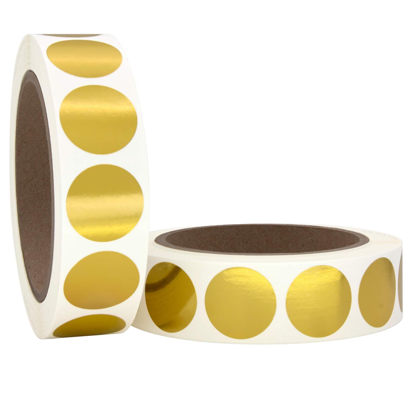 1" Metallic Gold Round Color Coding Circle Dot Labels on a Roll, 2000 Stickers, 1000 Stickers per Roll, 1 inch Diameter.
