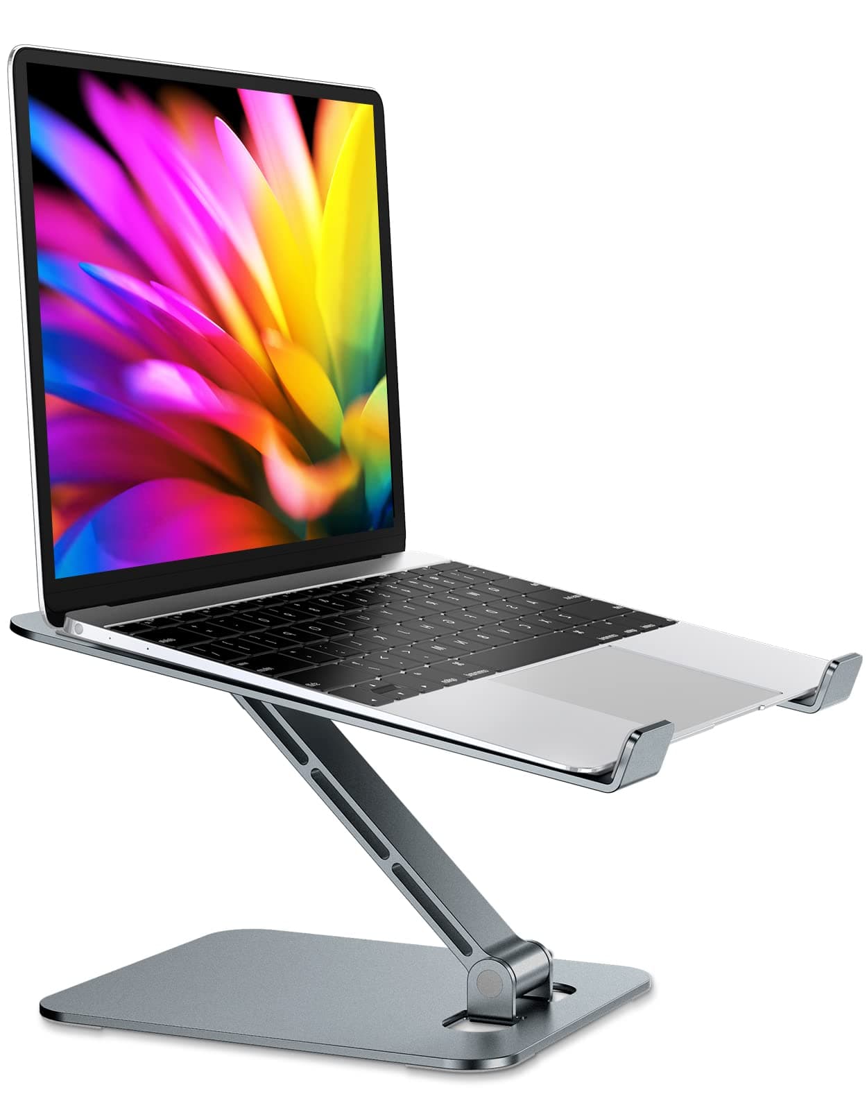 Foldable Laptop Stand, Height Adjustable Ergonomic Computer Stand for Desk, Aluminum Portable Laptop Riser Notebook Mount Compatible with MacBook Pro Air, HP, Dell 10-16" (Gray)