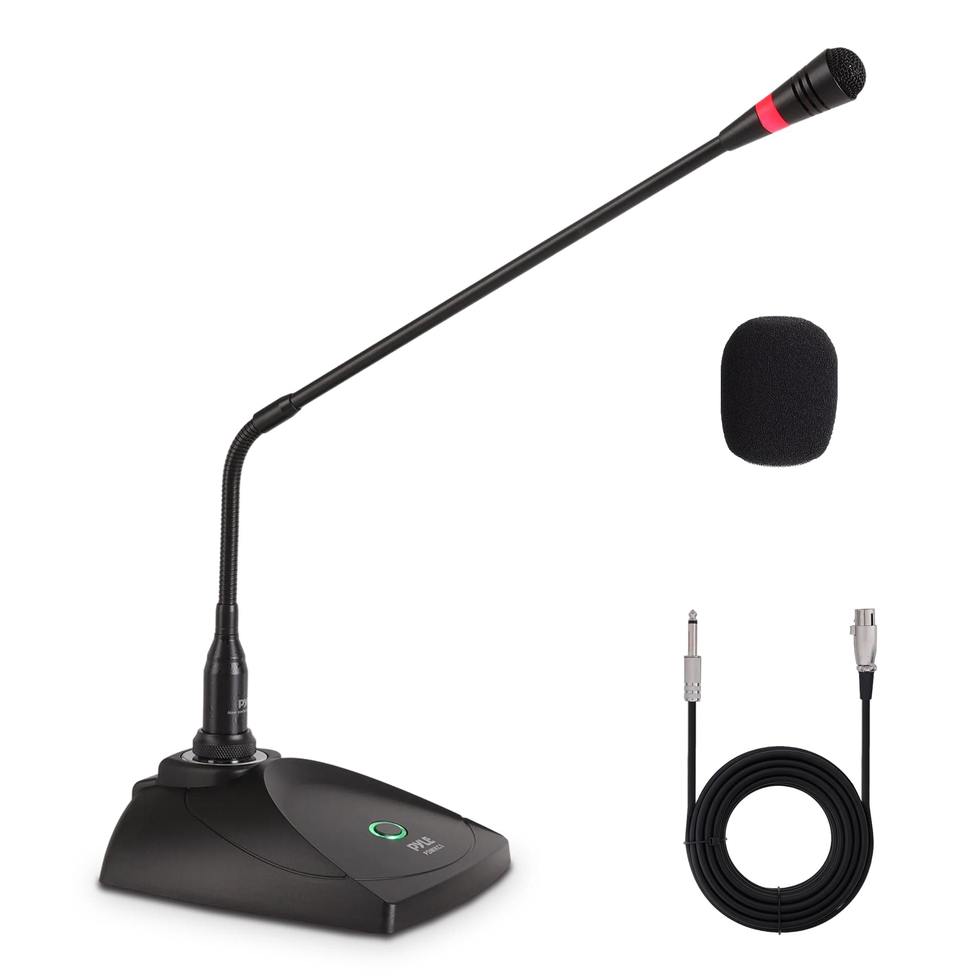 Pyle Desktop Gooseneck Wired Microphone System – Table-Mounted Condenser Mic with Pop Filter, XLR to 6.35mm Lead, Ideal for Karaoke, Meetings, Studio & Audio Recording
