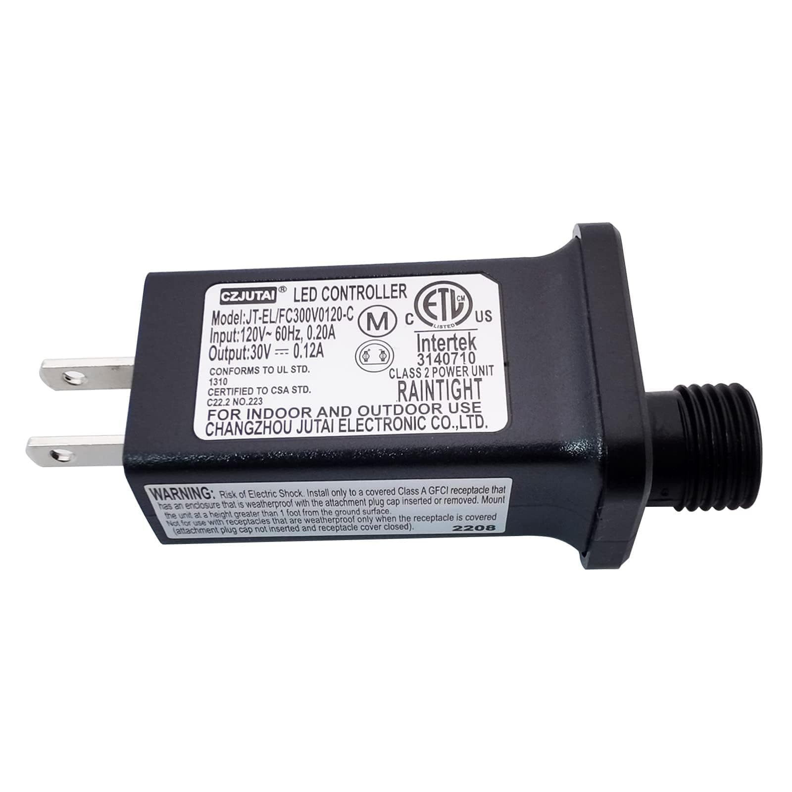 30V 0.12A LED Controller with 8 Modes, JT-EL/FC300V0120-C Class 2 Power Supply Multifunctional Transformer, Low Voltage Transformer US Plug for LED Light (30v 0.12a)